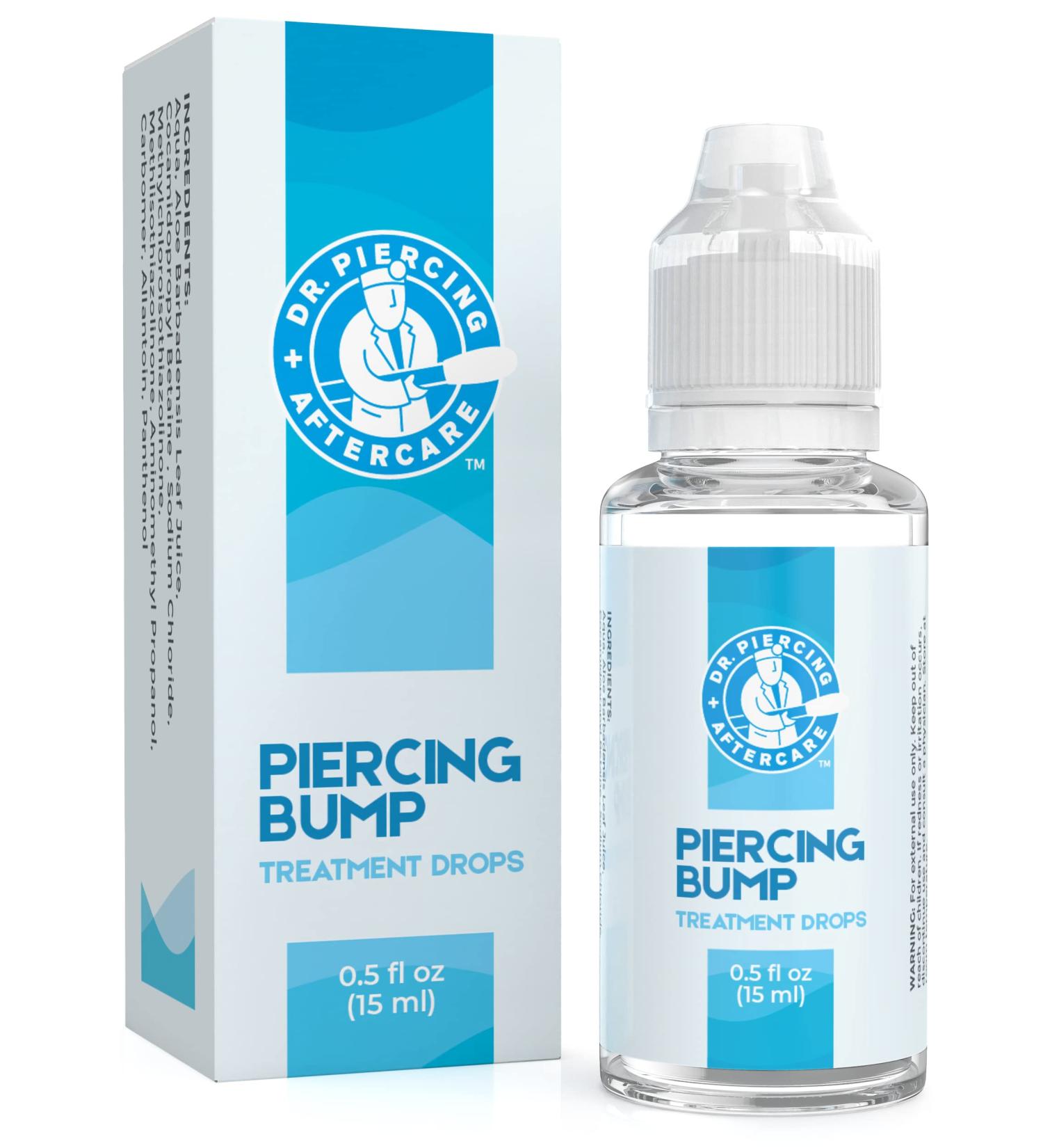 Dr. Piercing Aftercare Keloid Removal Drops - Non-Greasy Saline Solution for Piercings - Reduce Nose Piercing Bump Size - Treatment for Scars on Ear, Lip, Belly - 15mL - Buy Online on SooperMarket.com