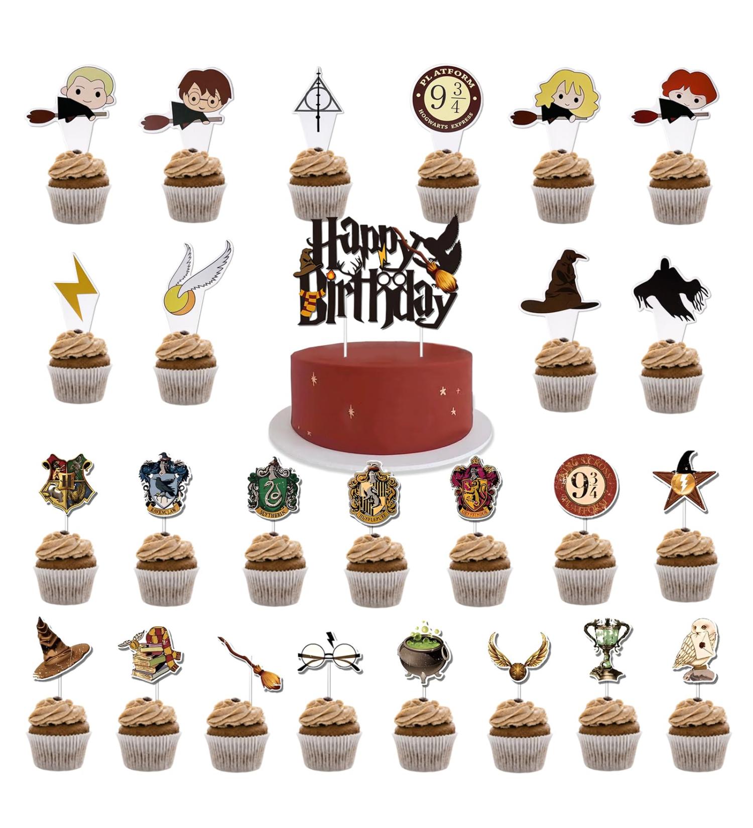 46-Piece Harry Magic Cake Topper Set | Birthday Decoration for Boys & Girls | Muffin Deco & Tortendeko for Magical Parties - Buy Online on SooperMarket.com