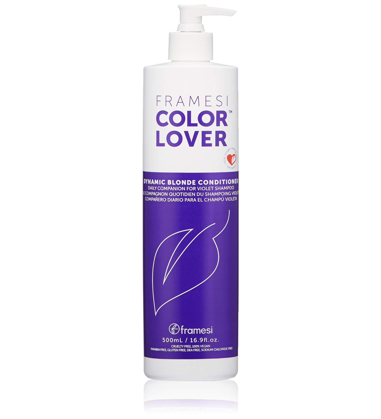 Framesi Color Lover Dynamic Blonde Conditioner - Purple Sulfate-Free Conditioner for Color-Treated Hair 16.91 Fl Oz - Buy Online on SooperMarket.com