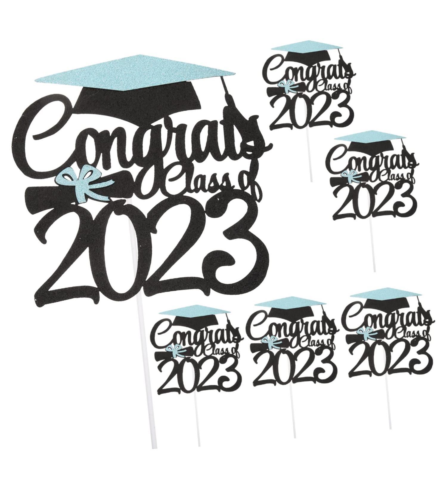 MAGICLULU 6pcs 2023 Graduation Cake Decorating Cake Letters Graduation Cake Decoration Congratulation Party Supplies Class a Customs Glitter Grad Cupcake Topper Make up Graduation Hat Blue 15x14.3cm - Buy Online on SooperMarket.com