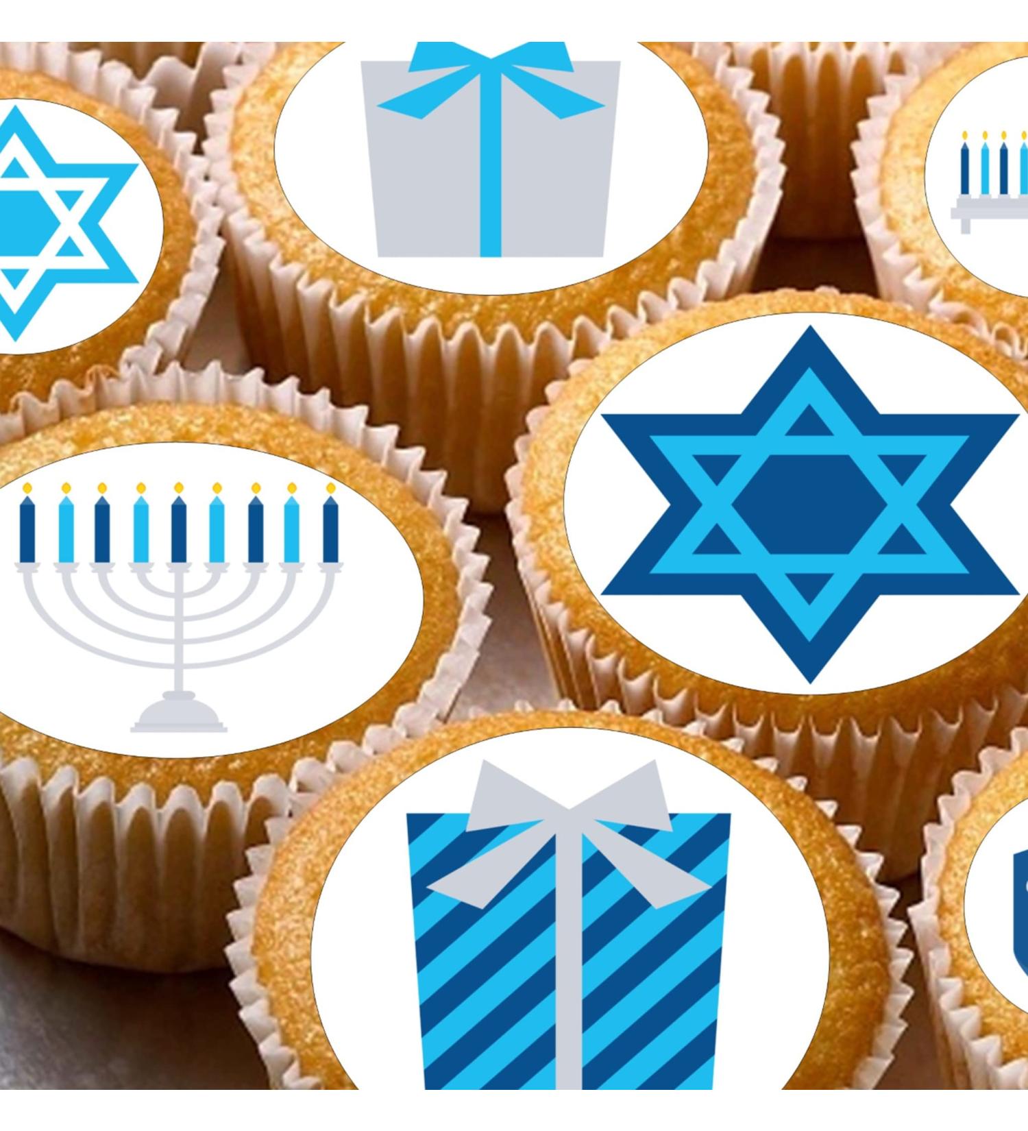 24 edible Hanukkah childrens party decorations Iced/Icing Cupcake Topper Edible Fairy Cake Bun Toppers Round - Buy Online on SooperMarket.com