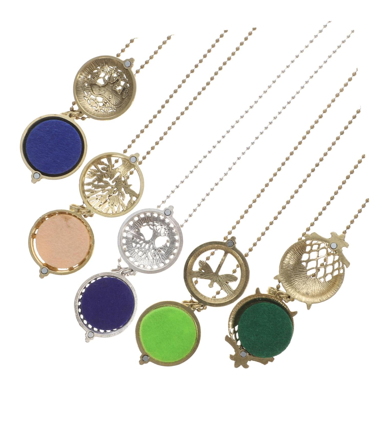 PLAFOPE Disfuser Necklace 5pcs Aromatherapy Necklace Essential Oil Aroma Diffuser Necklace Car Women Choker Alloy Perfume Miss - Buy Online on SooperMarket.com