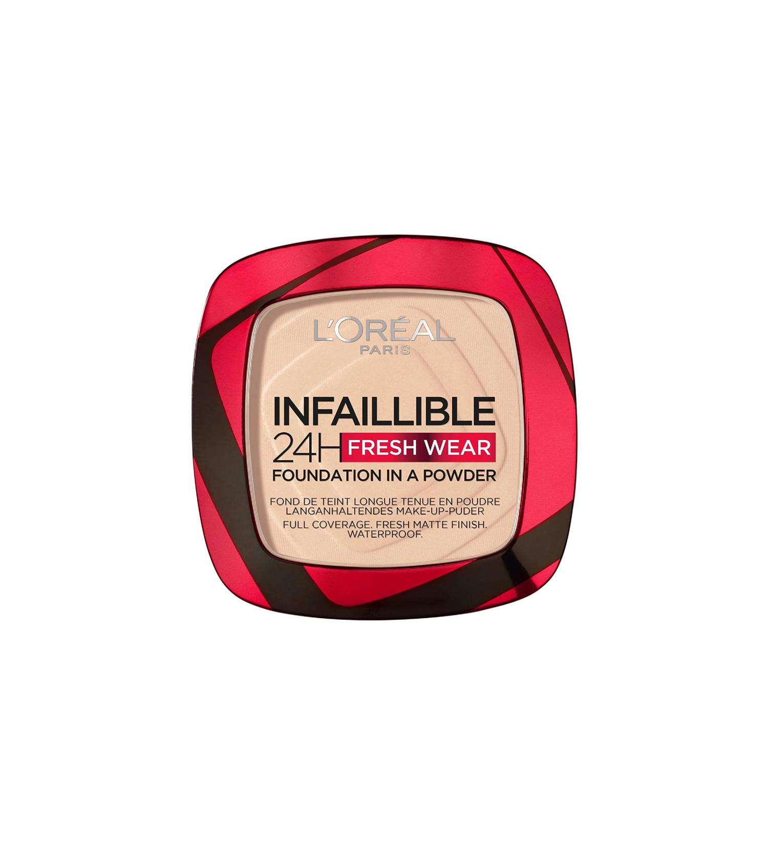 L'Or al Paris Infallible 24H Fresh Wear Foundation in a Powder Full-coverage Longwear Weightless Smooth Finish Water-proof and Transfer-proof 20 Ivory 20 Ivory 9 g (Pack of 1) - Buy Online on SooperMarket.com