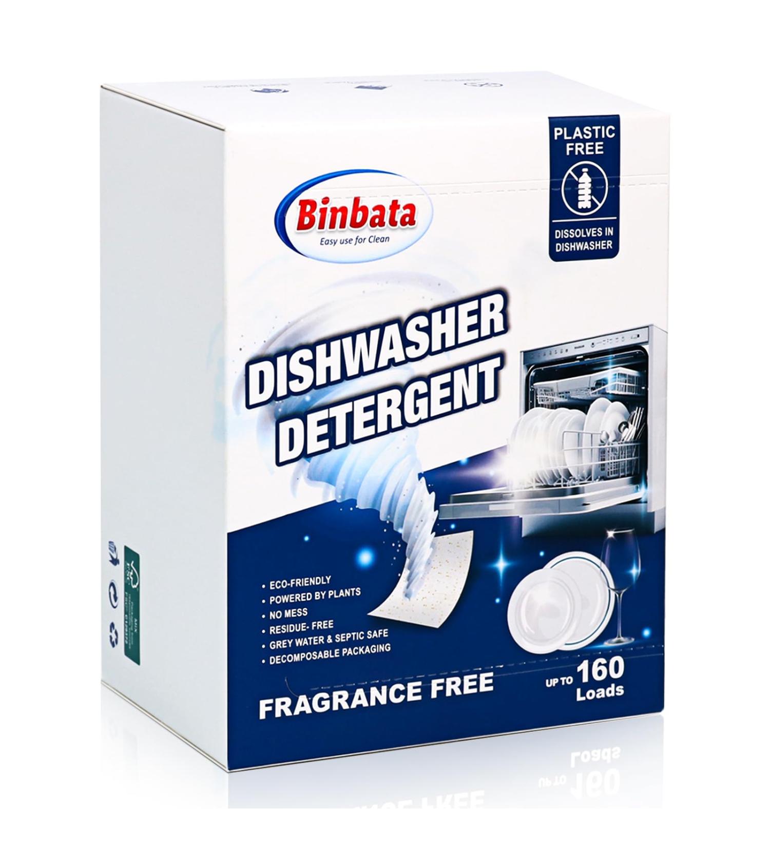 Eco Dishwasher Detergent Sheets | 160 Loads | Unscented & Plastic Free | High Efficiency Solid Enzyme Dishwashing Soap - Buy Online on SooperMarket.com