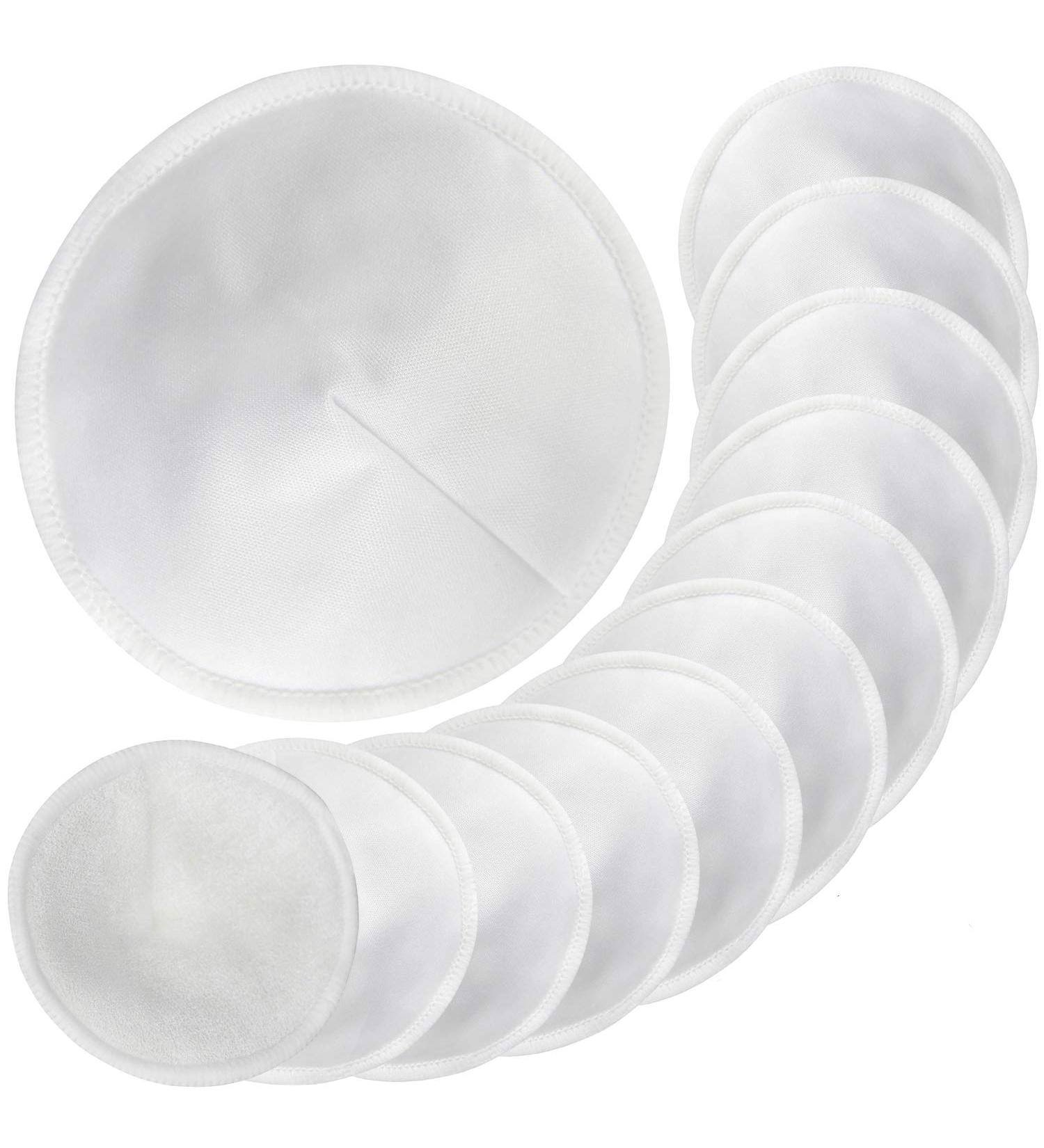 12pcs Bamboo Nursing Breast Pads w/ Laundry Bag - Contoured Leak-Proof Breastfeeding Nipple Pad for Maternity, Reusable Nipple Covers for Breastfeeding - Pastel Touch, 4.5 inch - Buy Online on SooperMarket.com