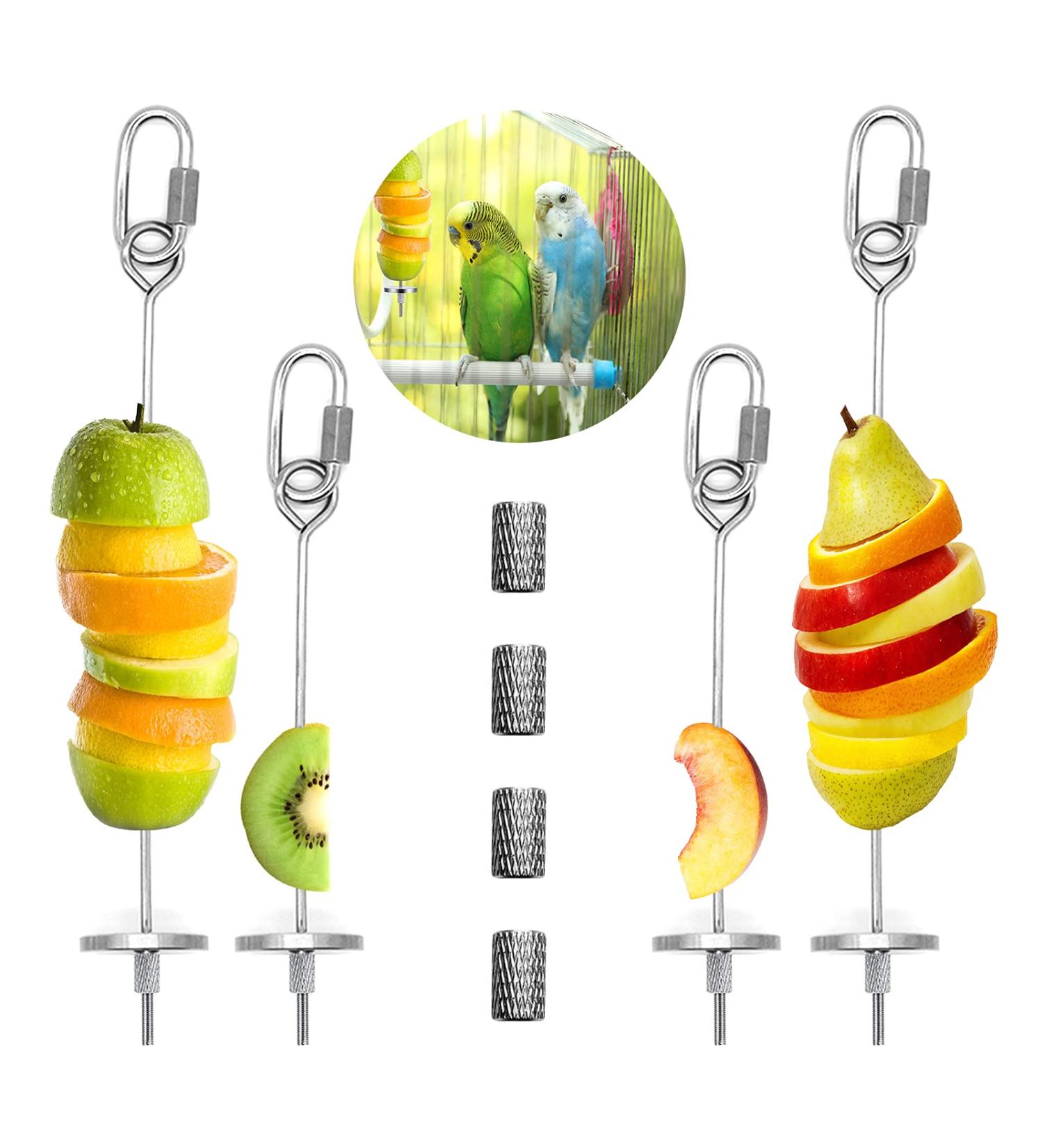 4 Pack Parrot Spit Toys - Stainless Steel Fruit & Vegetable Holders for Budgies & Nymphensittich - Perfect Hanging Feeders for Parrots - Buy Online on SooperMarket.com