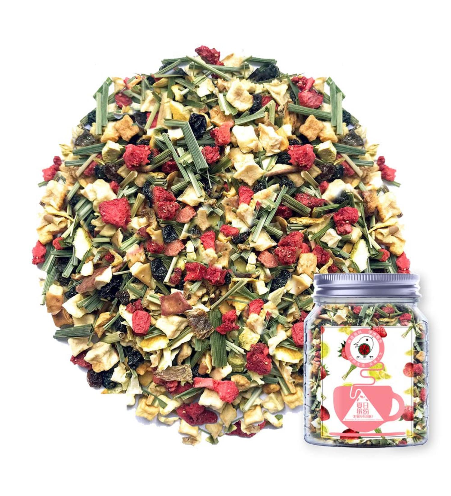Plant Gift Summer Fun Fruit Tea Oganic Fruit Herbal Tea All Natural Flavors Loose Leaf Apple Grape Lemongrass Lemon Peel Strawberry Non GMO Vegan Tea Bags Into Iced Tea & Hot Tea 70G/2.5oz - Buy Online on SooperMarket.com