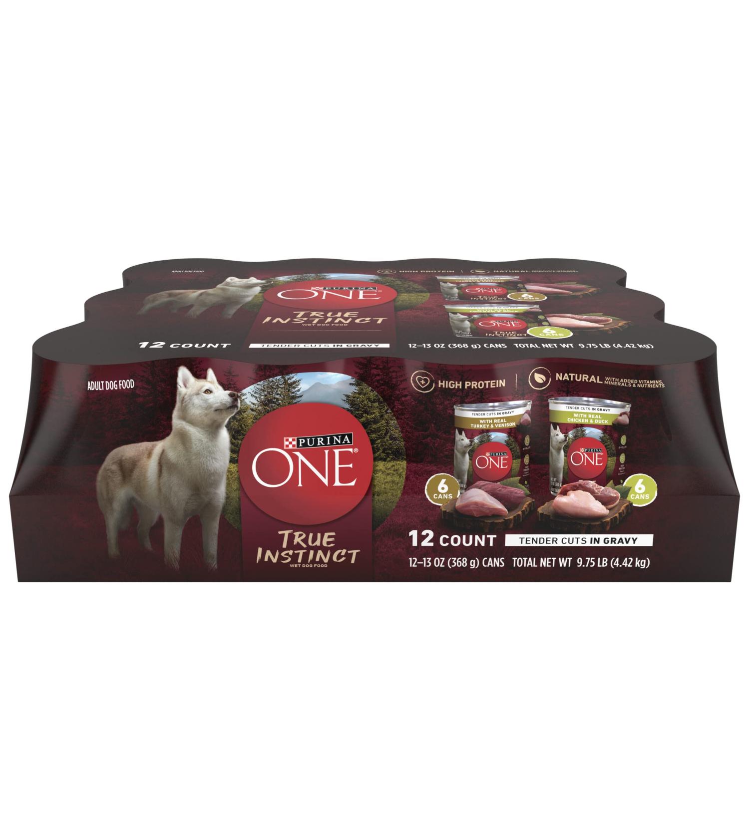 Purina ONE SmartBlend True Instinct Adult Canned Wet Dog Food Variety Pack - Turkey & Chicken 12 ct. 13 oz (Pack of 12) Gravy - Best for Dogs - Buy Online on SooperMarket.com