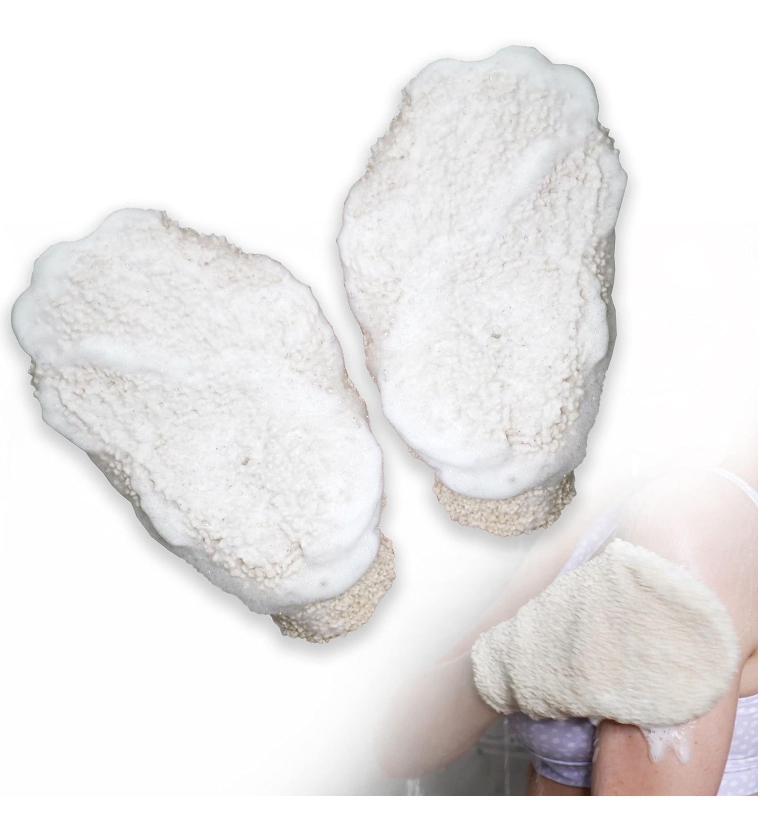 2 PCS Exfoliating Mitt Set - Natural Spa Body Scrubber for Deep Cleansing | Bath and Shower Exfoliation Gloves for Men and Women - Vegetable Fiber - Buy Online on SooperMarket.com
