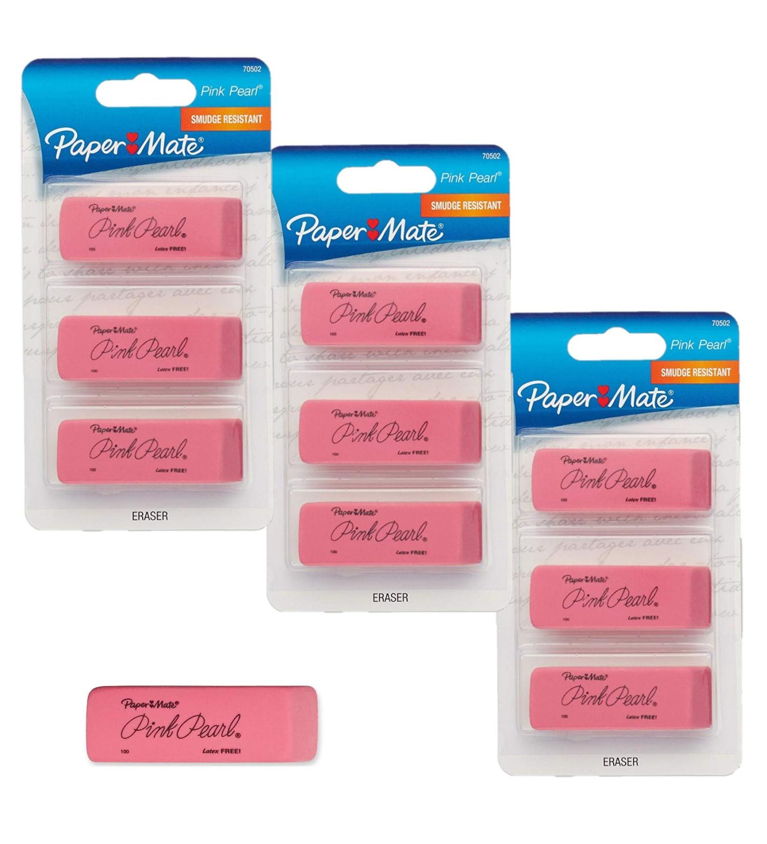 Paper Mate 70502 Pink Pearl Eraser Medium 10/Pack