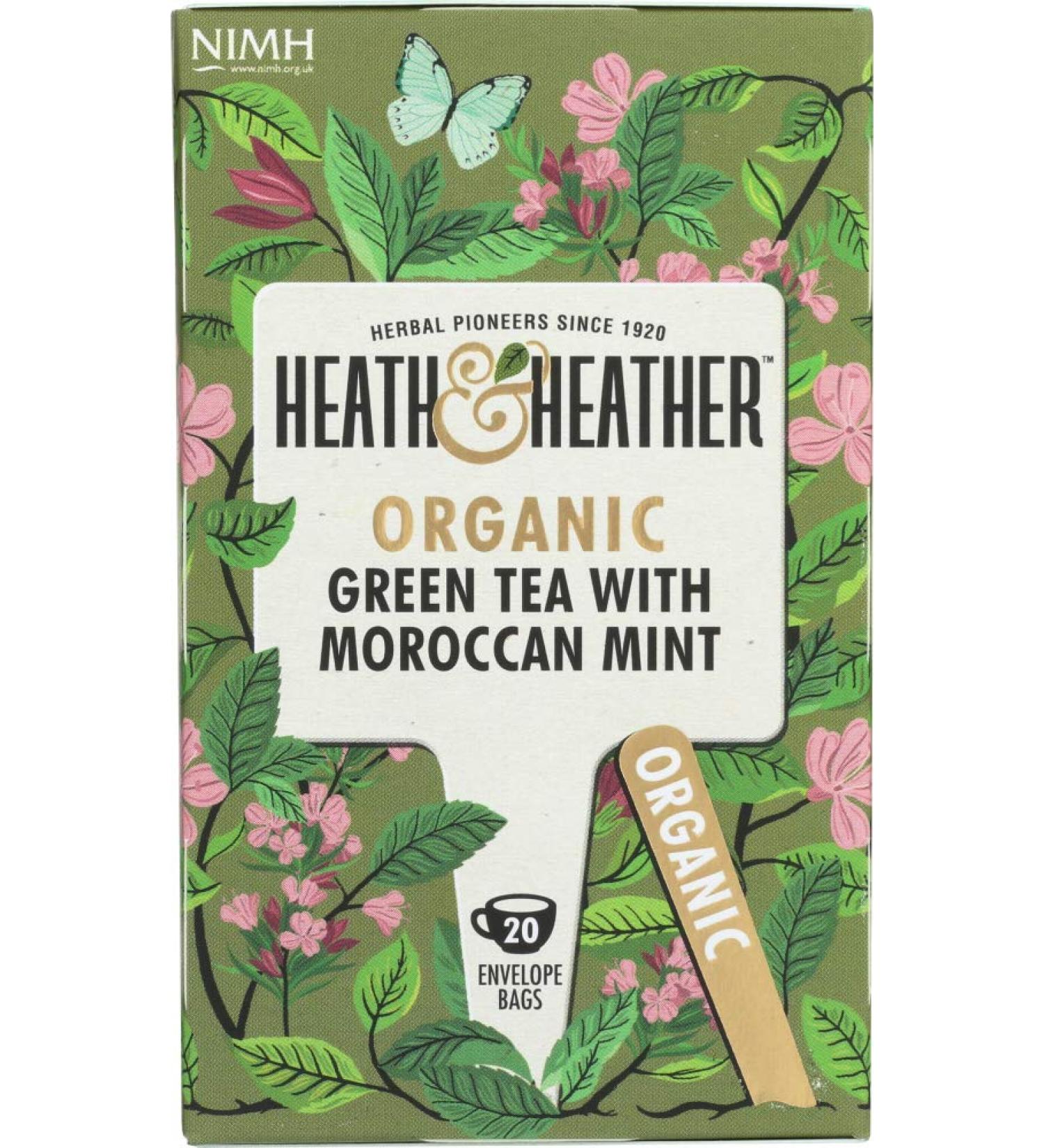 HEATH & HEATHER Organic Moroccan Mint Green Tea - 20 Count | Refreshing & Natural - Buy Online on SooperMarket.com