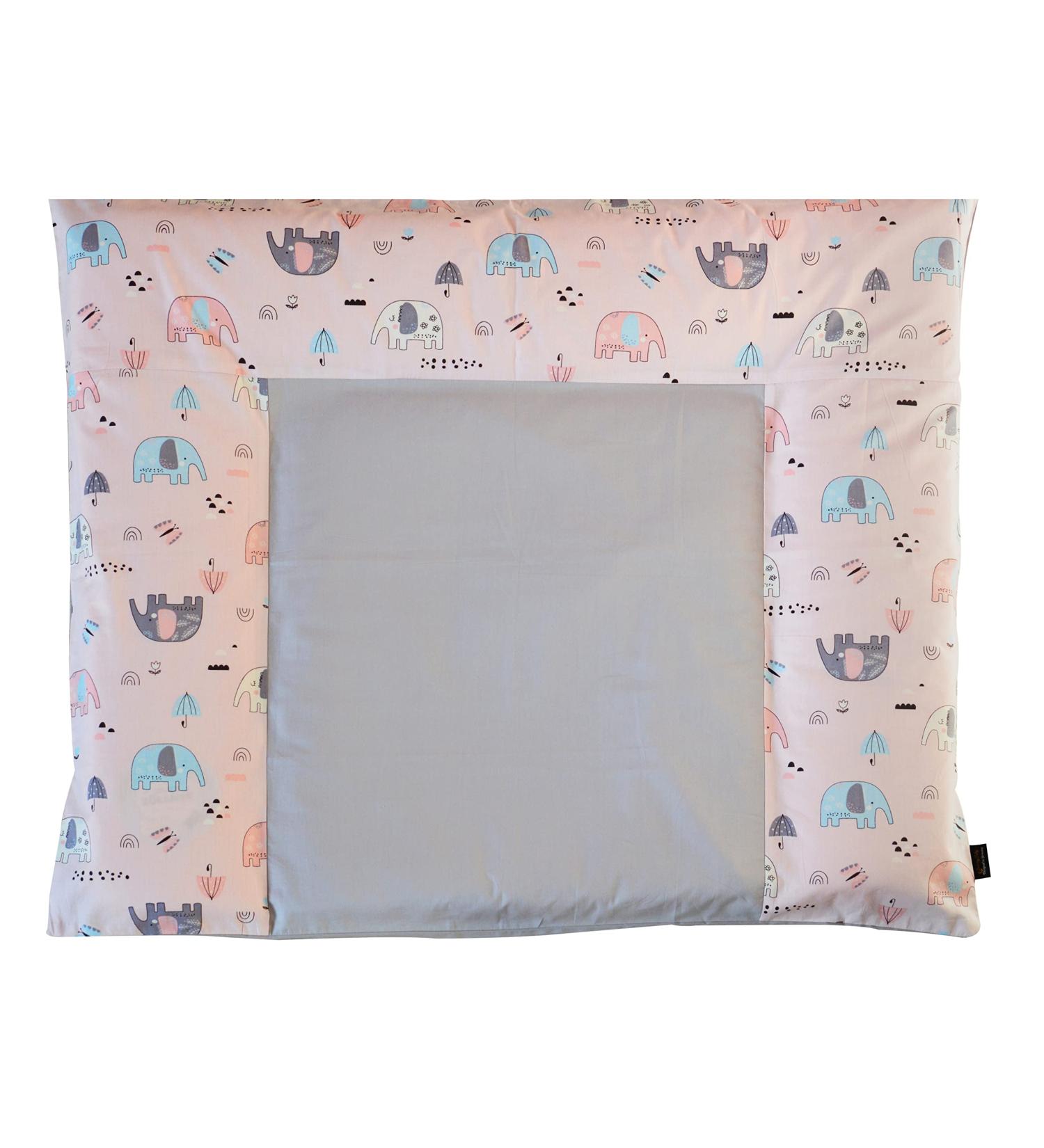 Elephant Pink Changing Mat Cover 75x85 cm - Removable 100% Cotton Baby Changing Pad Cover - Buy Online on SooperMarket.com
