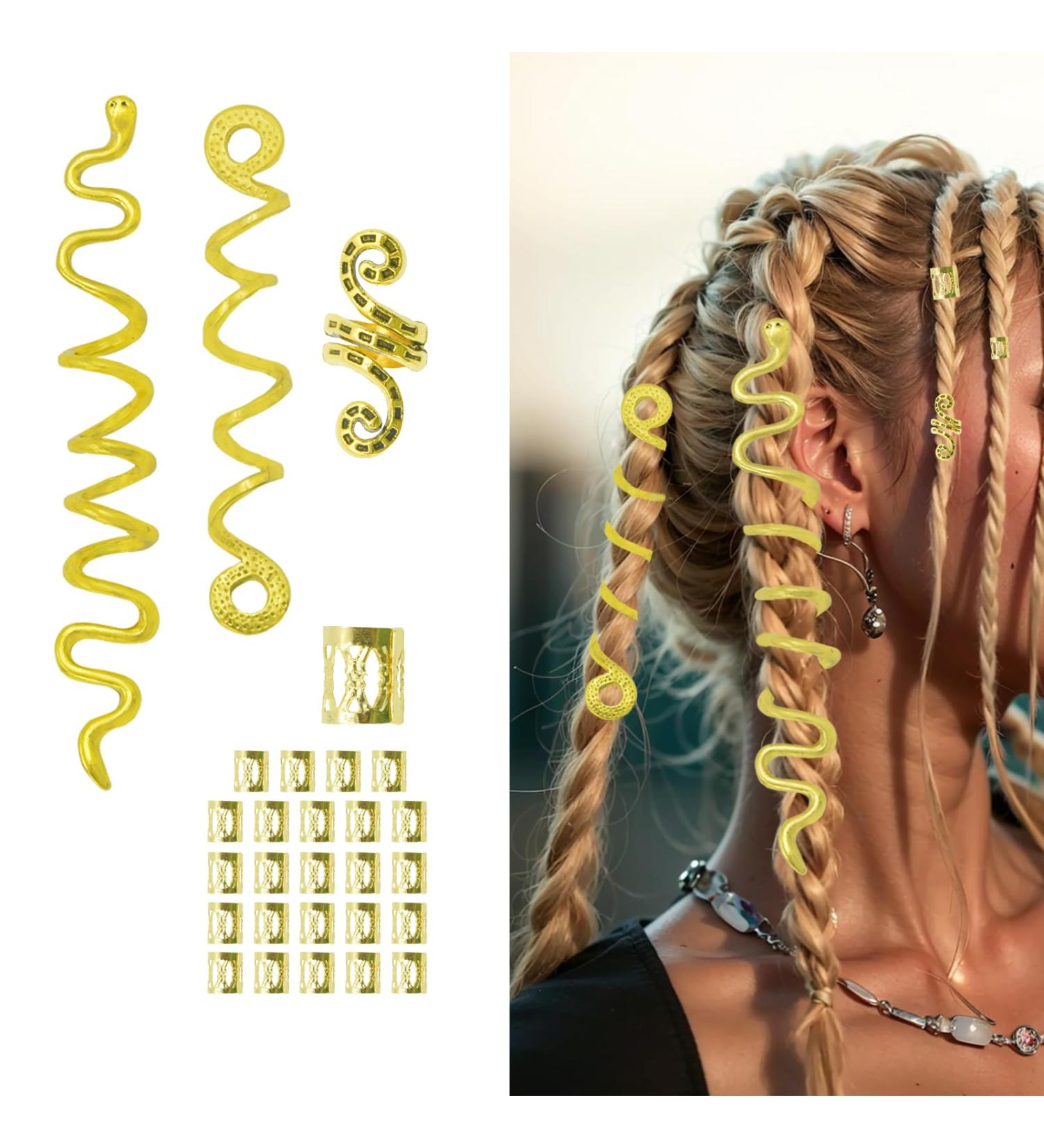 Surplex Dreadlocks Jewellery Hair Spiral Clips Spiral Hair Clip Braids Jewellery Adjustable Metal Cuffs Hair Braiding Bead Hair Rings Aluminium Dreadlocks Accessories for Women Men Braids Decoration - Buy Online on SooperMarket.com