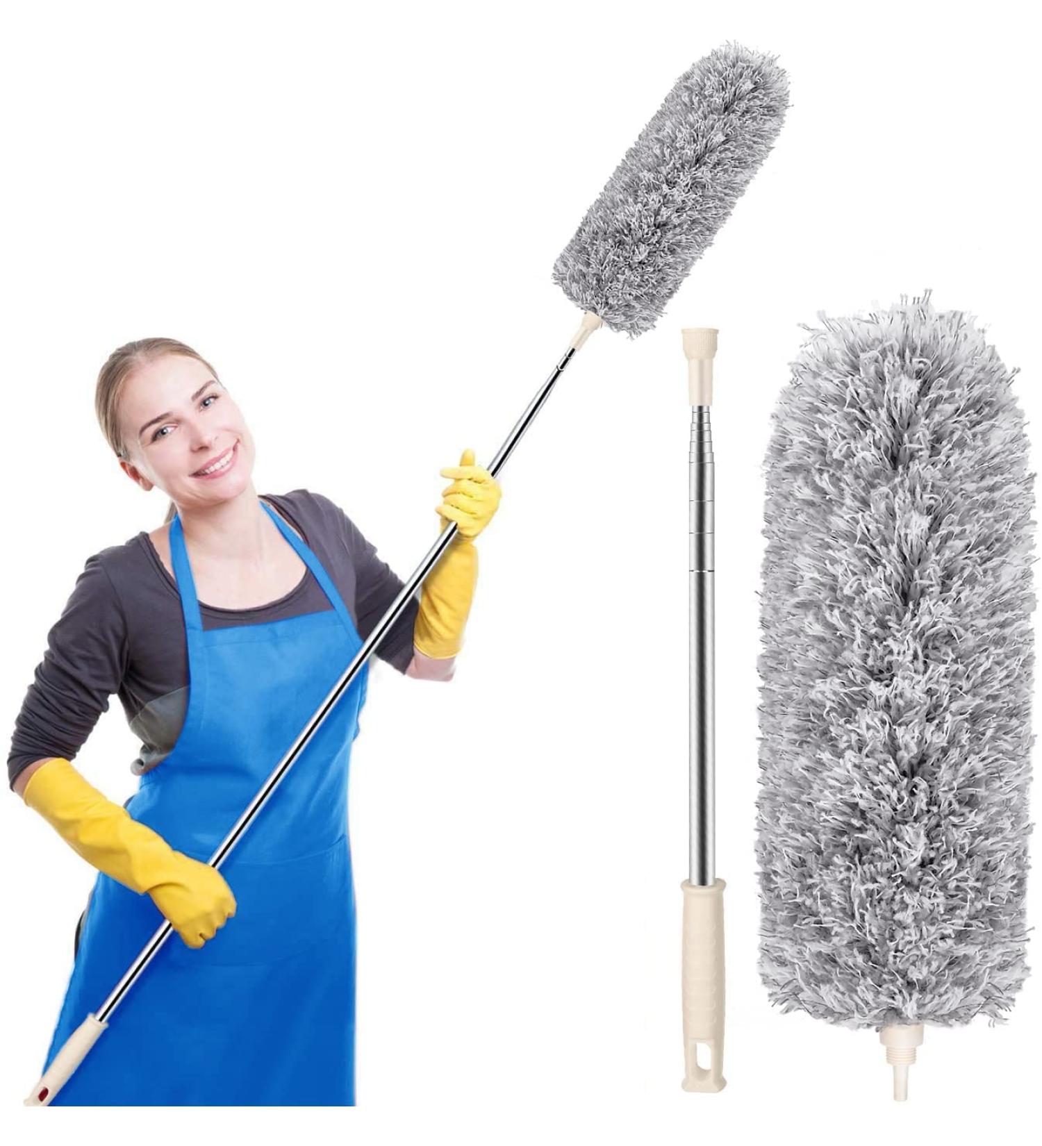 FUUNSOO Microfiber Duster with Extension Pole - 30-100 Inches | Bendable Head, Extendable for Cleaning High Ceilings, Fans, Furniture, Cobwebs | Interior Roof Cleaner - Buy Online on SooperMarket.com