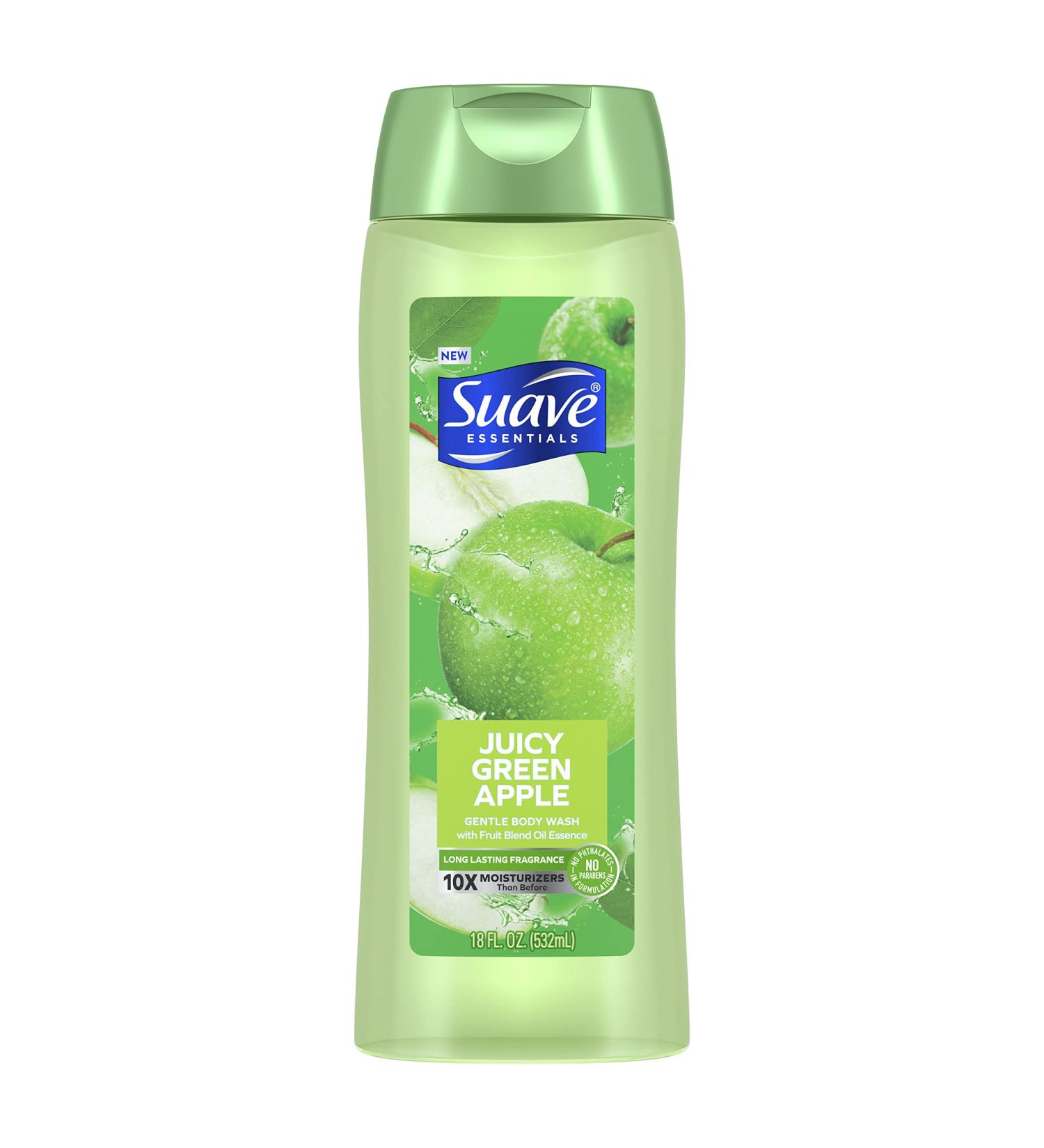 Suave Essentials Gentle Body Wash - Juicy Green Apple & Vitamin E | 18 oz - Nourishing Fruit Oil Blend for Smooth Skin | Ship Internationally - Buy Online on SooperMarket.com