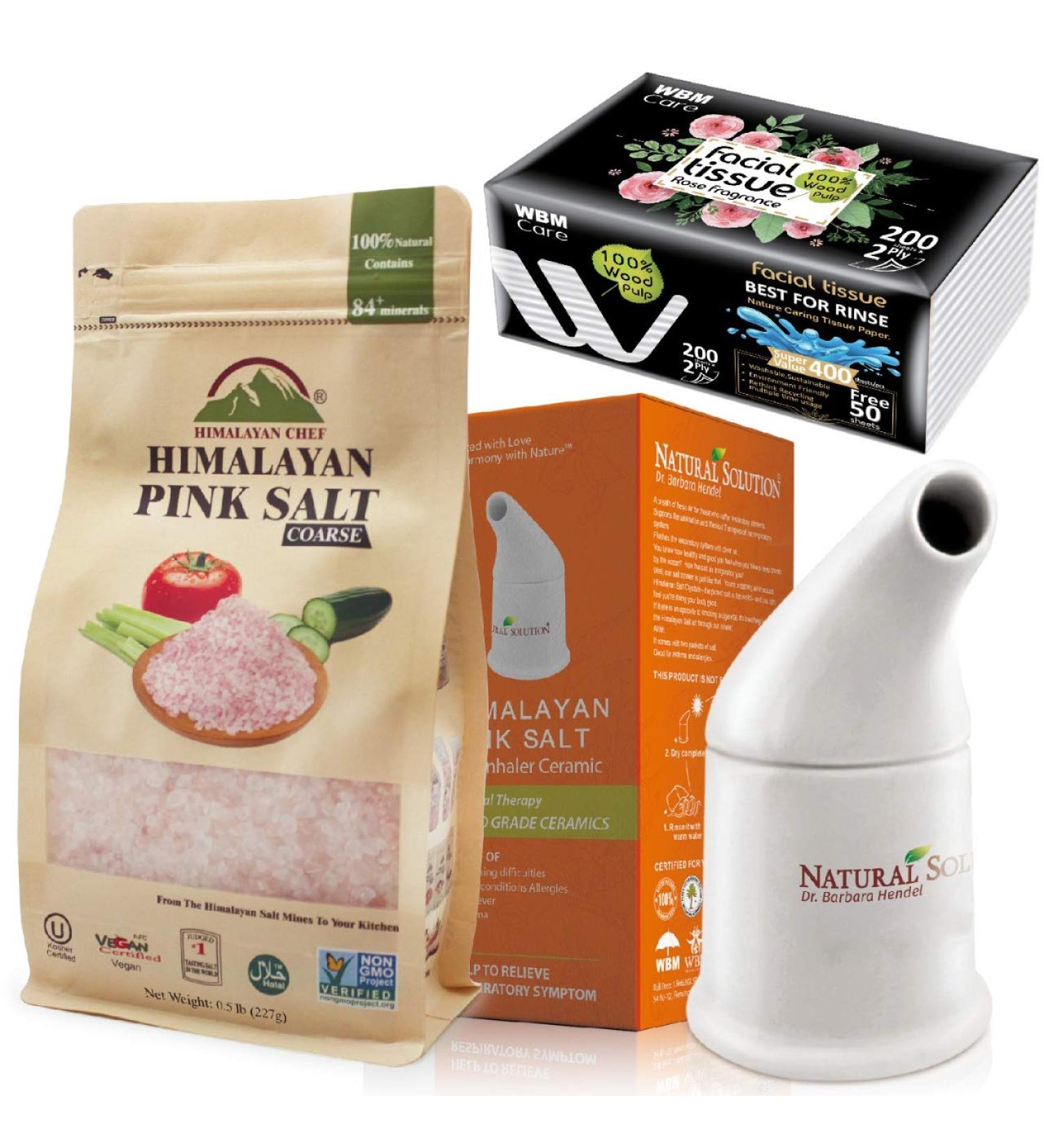 Buy Himalayan Pink Salt Ceramic Inhaler | Natural Rose Facial Tissue - 1.9 Lbs for Healthy Breathing - Buy Online on SooperMarket.com