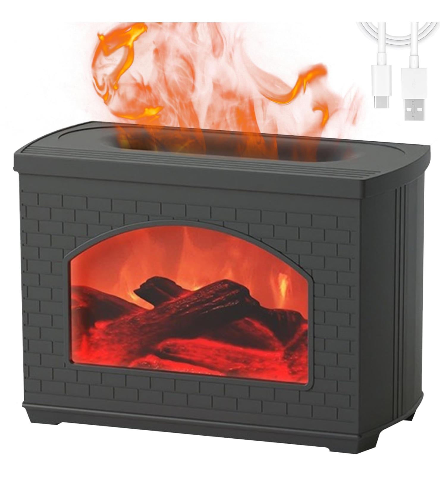 Flame Humidifier Flame Diffuser USB Essential Oil Diffuser with Fire Light 270ml Quiet Cool Mist Humidifiers with Auto Shut-Off Function for Home Office Decor - Buy Online on SooperMarket.com