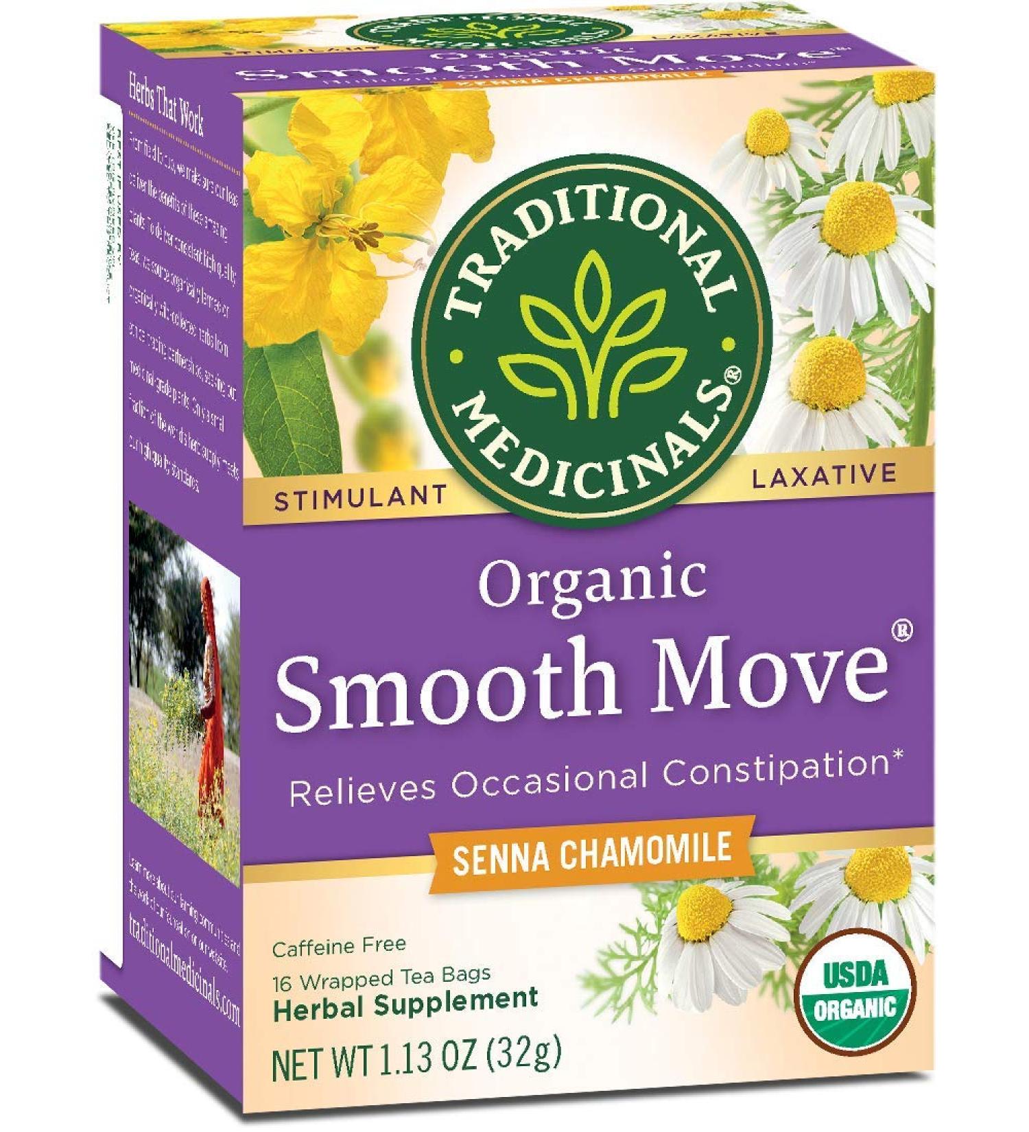 Organic Smooth Move Tea - Senna & Chamomile Herbal Blend, 32 Total Bags for Occasional Constipation Relief (Pack of 2) - Buy Online on SooperMarket.com