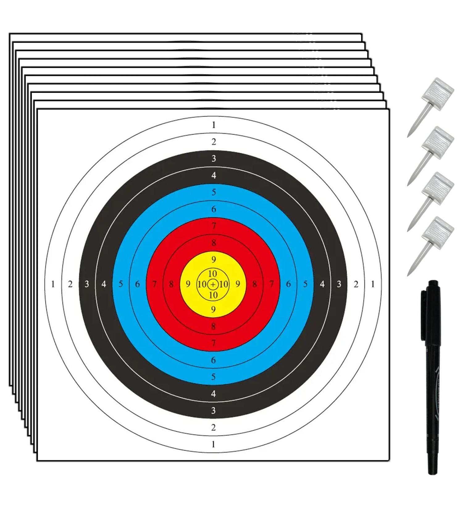 Archery Targets Paper - 30pcs Standard 10 Rings 16x16 in - Backyard Bow Arrow Targets for Hunting & Practice Accessories - Buy Online on SooperMarket.com