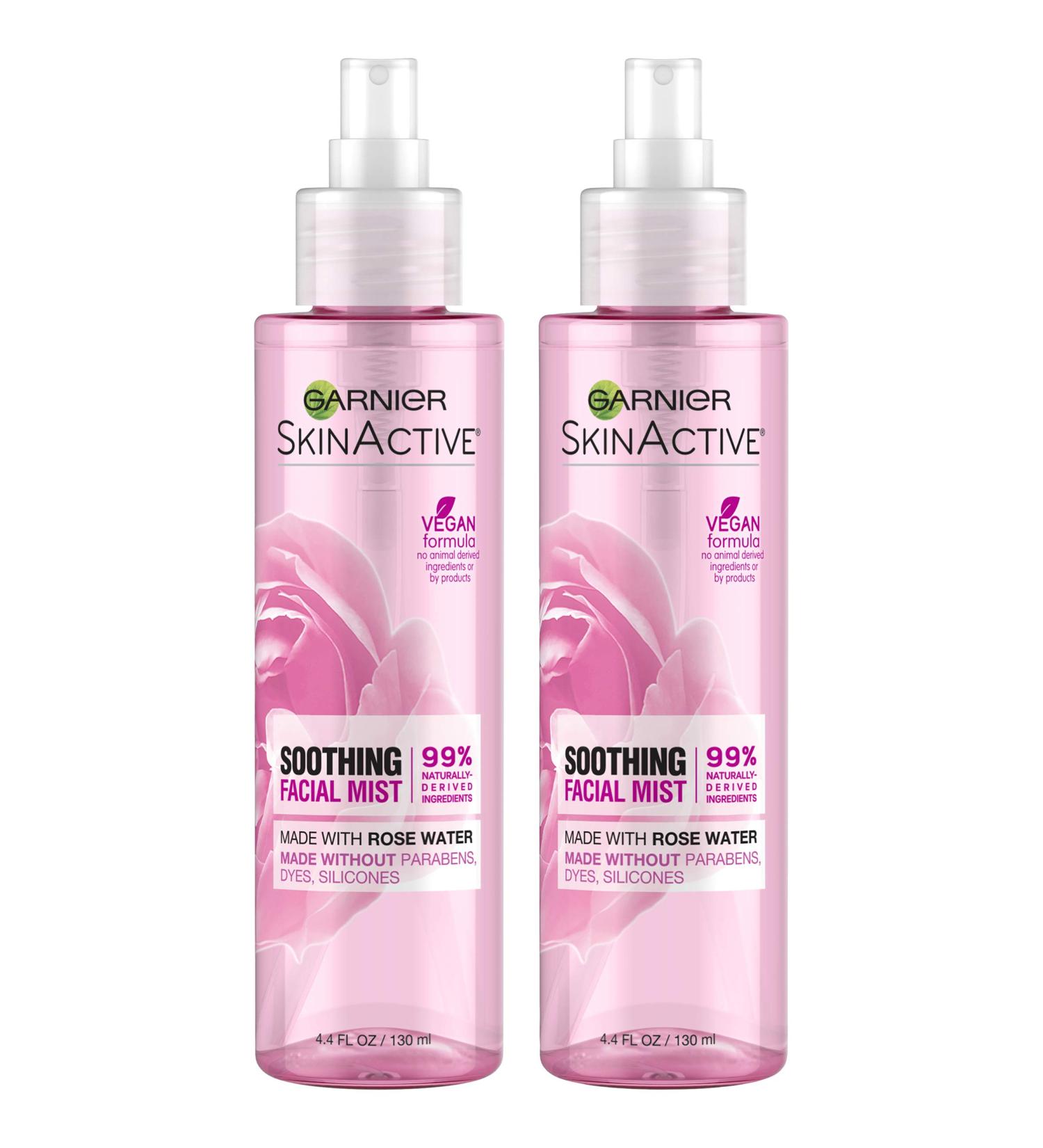 Garnier SkinActive Rose Water Facial Mist Spray 4.4 Fl Oz - Pack of 2 - Buy Online on SooperMarket.com