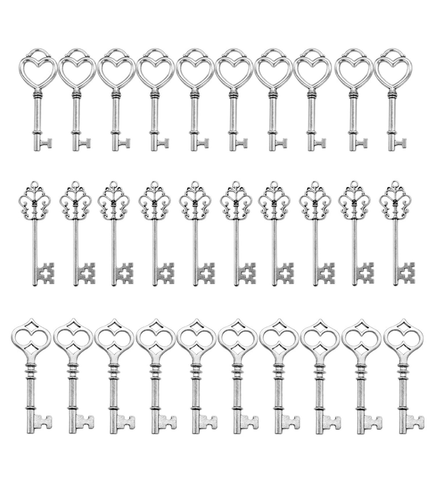 30PCS Antique Skeleton Keys Vintage Steampunk Juliet Collection - Silver - Buy Online on SooperMarket.com