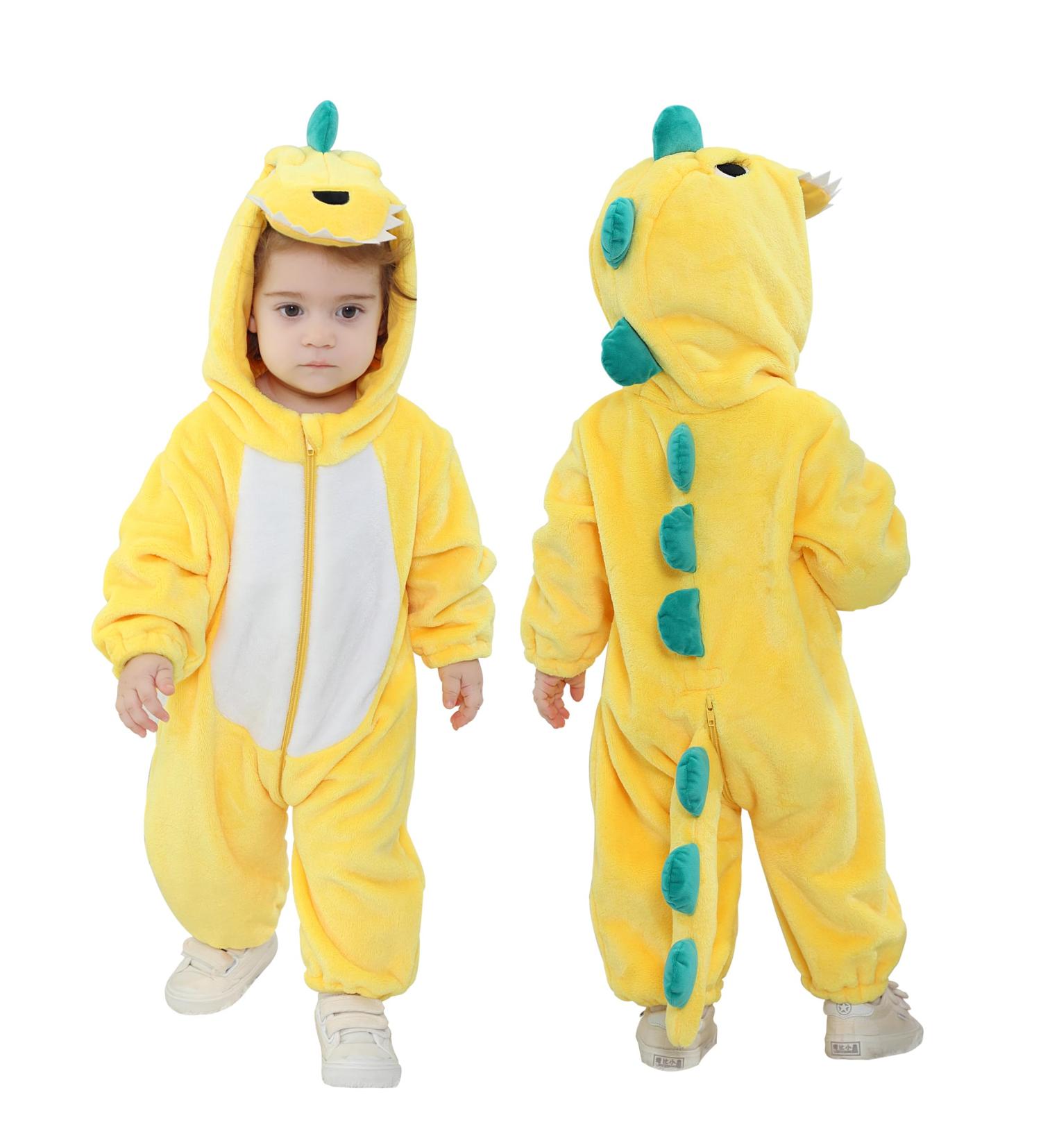 Doladola Baby Cartoon Animal Hooded Onesie | Infant Pajamas Romper | Yellow Dinosaur | 2.5-3.5 Years - Buy Online on SooperMarket.com