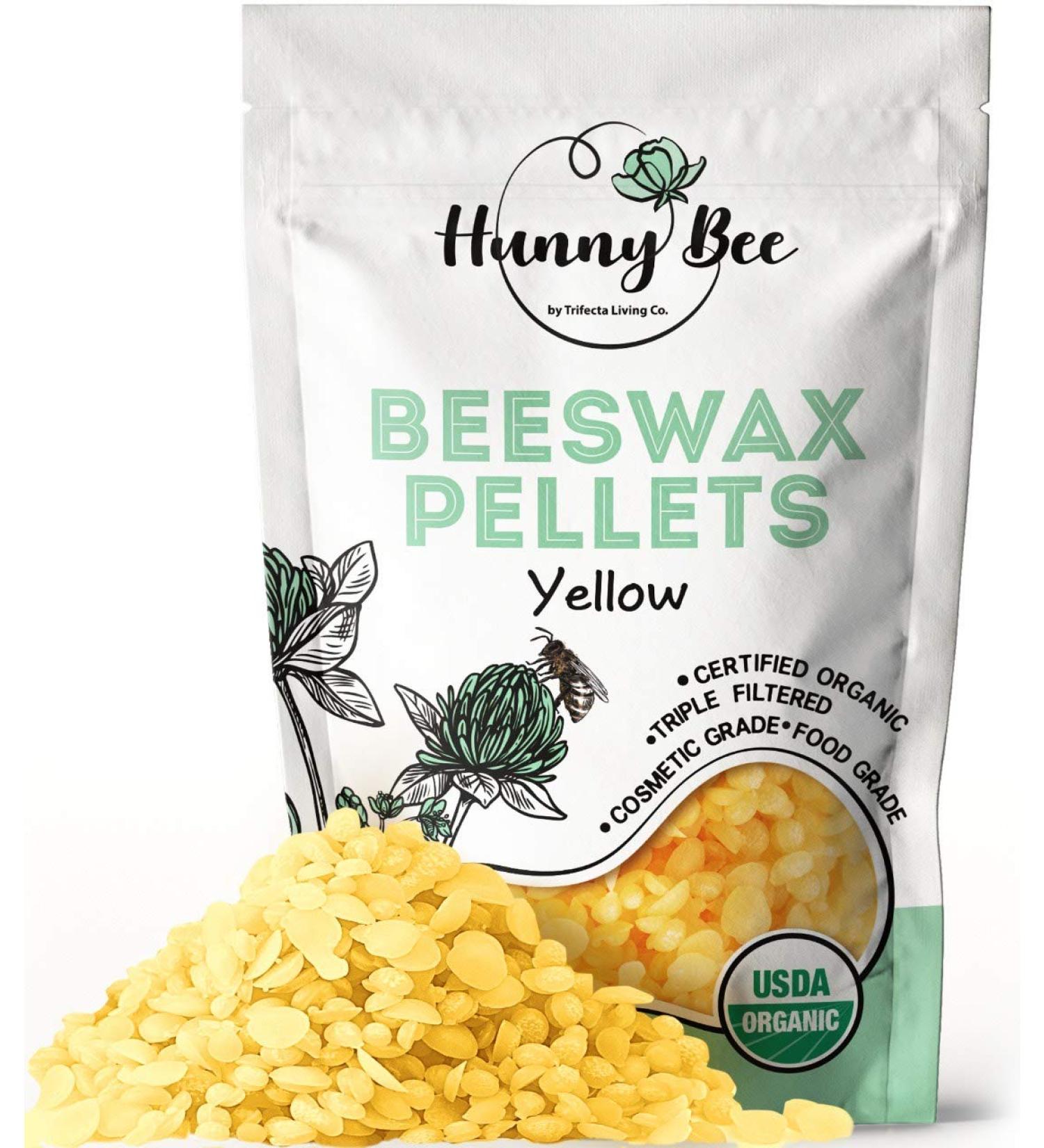 HUNNYBEE Beeswax Pellets 1LB - 100% Organic Yellow Bees Wax for DIY Candles, Skin & Hair Care, Lotions, Lip Balm & Soap Making - Buy Online on SooperMarket.com