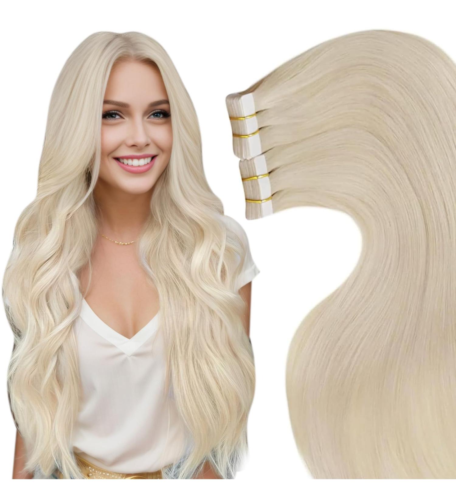 LAAVOO Tape In Extensions - Seamless Real Hair 40cm Blond #613 50G 20PCs Remy Hair for Ultimate Volume - Buy Online on SooperMarket.com