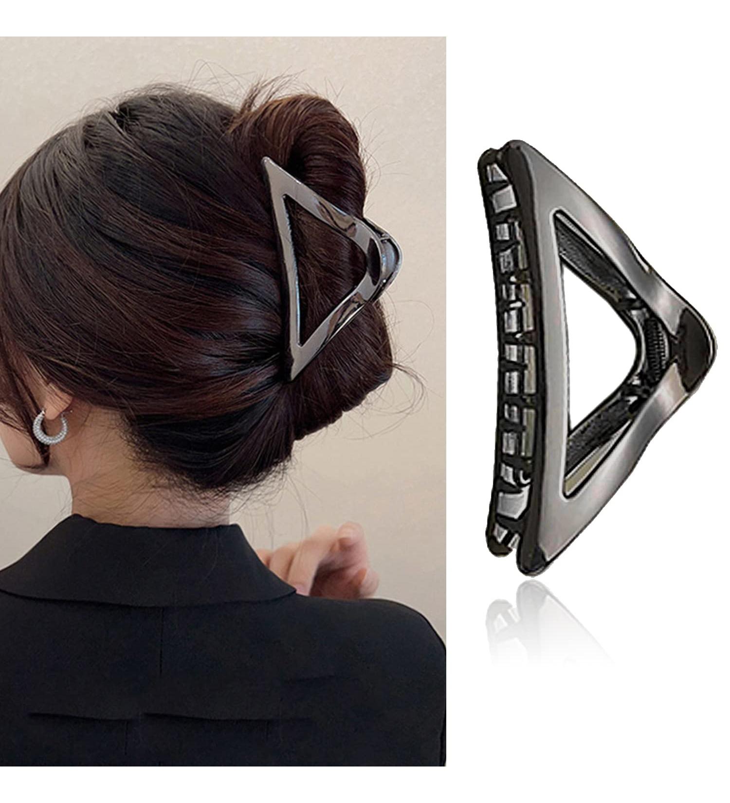 Elegant Gunmetal Triangle Metal Hair Clip for Women and Girls - Strong Hold for Daily Wear and Party - Fashionable and Versatile (Gunmetal) - Buy Online on SooperMarket.com