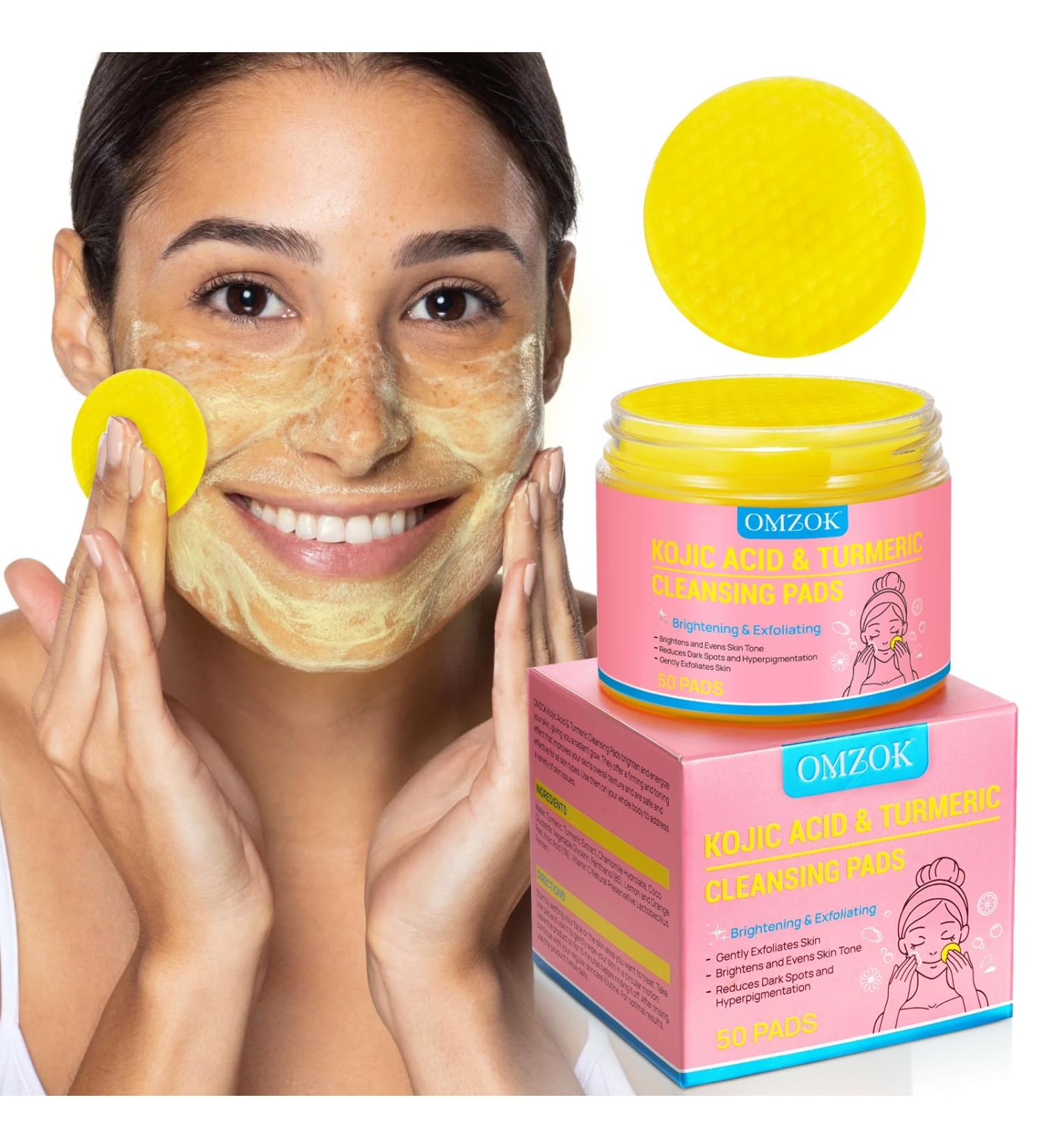 Turmeric Kojic Acid Cleansing Pads | Acne Scars & Pigmentation Treatment | Firming Facial Cleansing Pads | 50PCS for Clean Skin & Pore Care - Buy Online on SooperMarket.com