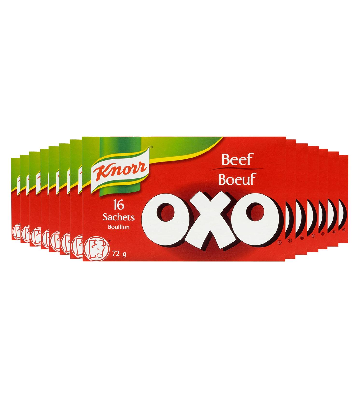 Knorr OXO Bouillon for adding rich deep flavour to soups and stews Beef Sachets easy to use quick to dissolve 72 g pack of 14 - Buy Online on SooperMarket.com