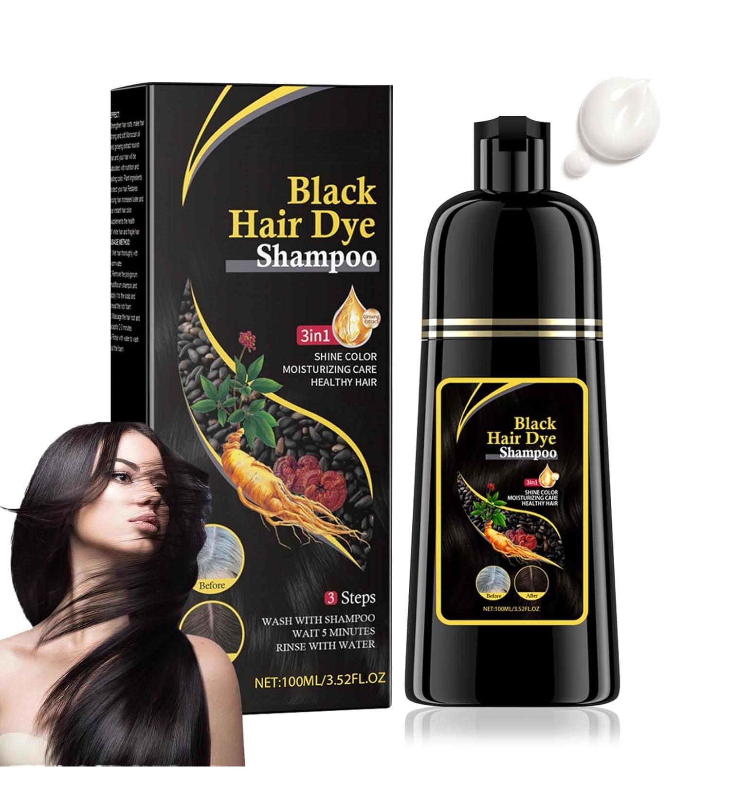 Black Hair Dye Shampoo - 3 in 1 Natural Hair Color & Grey Coverage | Long Lasting Instant Dye for Men & Women - Buy Online on SooperMarket.com