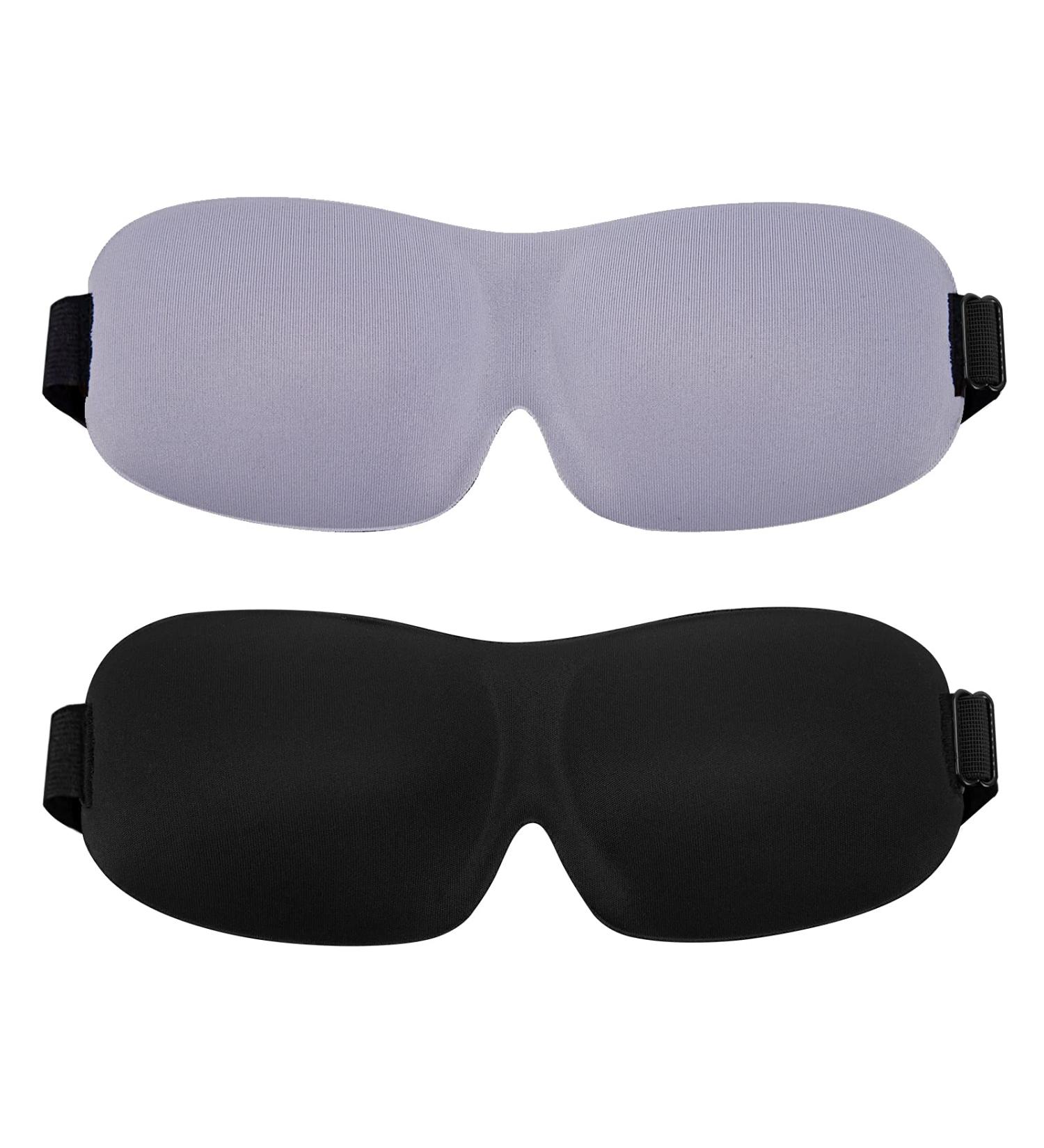 Relax Melodies Blackout Eye Mask 2 Pack - Adjustable 3D Contoured Cotton Sleeping Mask for Men and Women - Ideal for Travel - Purple & Black - Buy Online on SooperMarket.com