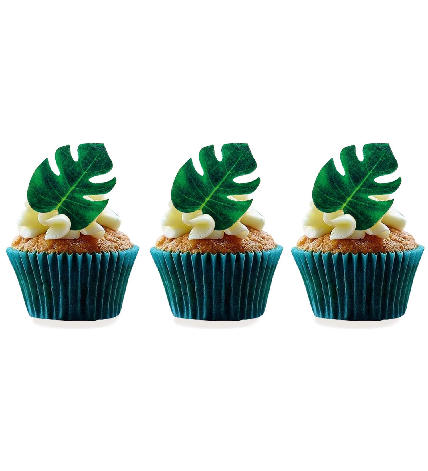 48pcs Edible Tropical Turtle Leaves Cupcake Toppers  CGHCEAIÂ  Palm Leaves Cake Decoration For Hawaii Theme Jungle Party Cake Toppers Birthday Party Supplies - Buy Online on SooperMarket.com