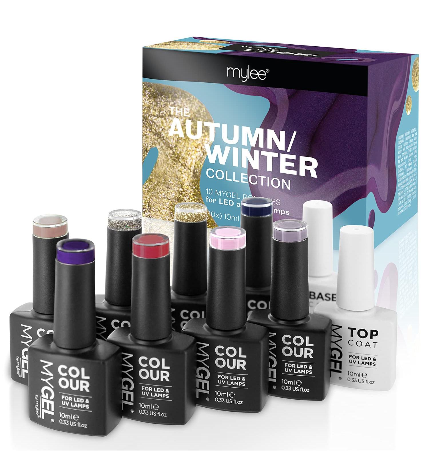 MYGEL by Mylee Nail Gel Polish Autumn/Winter Collection 8x10ml Colours + Top & Base Coat UV/LED Soak-Off Nail Art Manicure Pedicure for Professional Salon & Home Use - Long Lasting & Easy to Apply - Buy Online on SooperMarket.com
