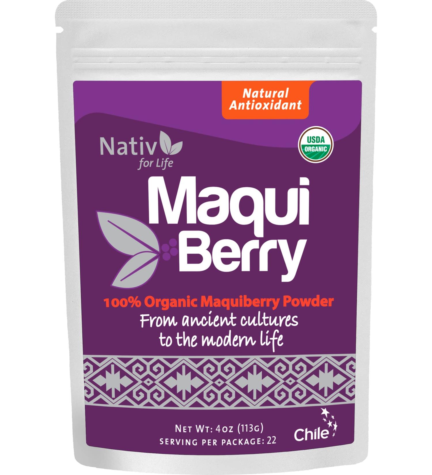 Nativforlife Maqui Berry Powder 4 Oz - 100% Pure Superfood Antioxidant from Chile - Buy Online on SooperMarket.com