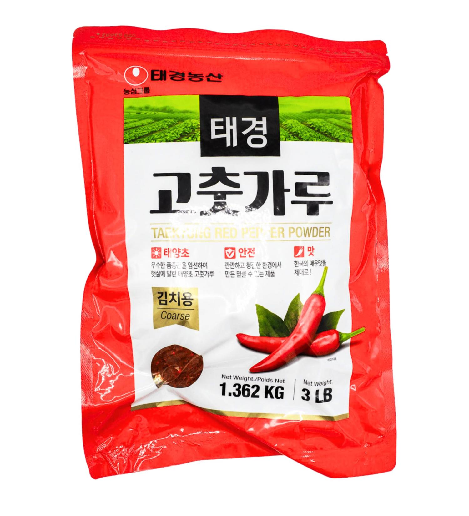 Taekyung Red Pepper Chilli Powder Coarse Flake 1.36kg/3lb - Halal Vegan Gluten Free for Kimchi - Buy Online on SooperMarket.com