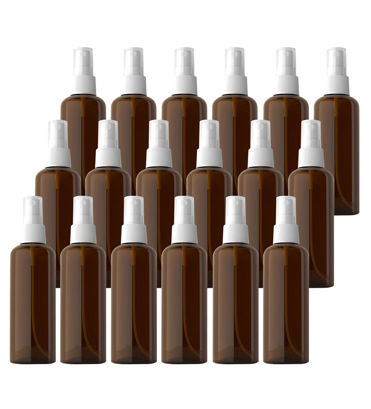 TIANZD 24 Pieces Empty 100 ml Brown PET Plastic Fine Mist Pump Spray Bottles with White Top Portable Sprayer for Perfume Water Cosmetic Travel Containers Refillable 2x Funnel - Buy Online on SooperMarket.com