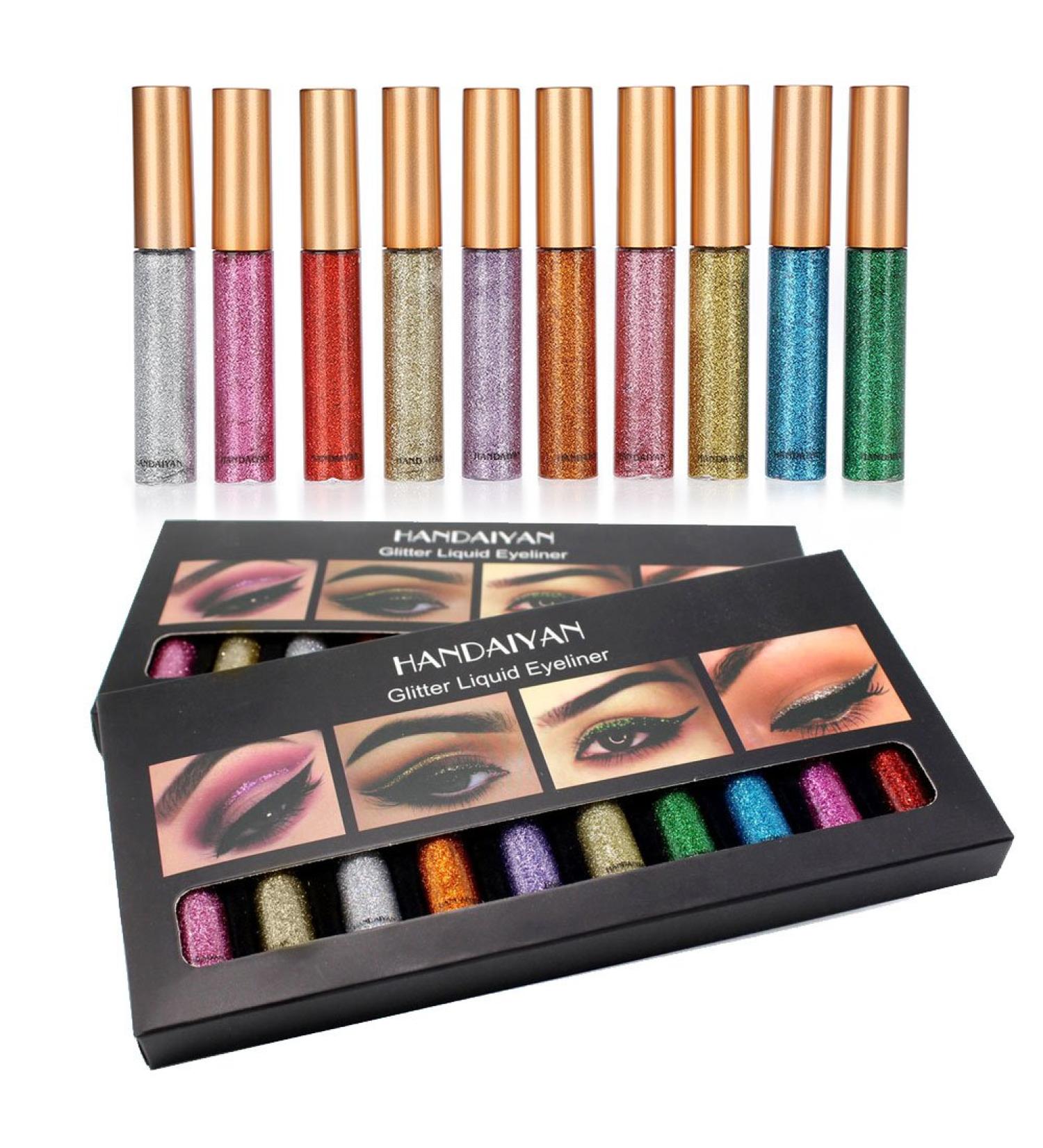 Glitter Eyeliner Liquid Set - 10 Colors Waterproof & Long Lasting Metallic Eye Pens - Buy Online on SooperMarket.com