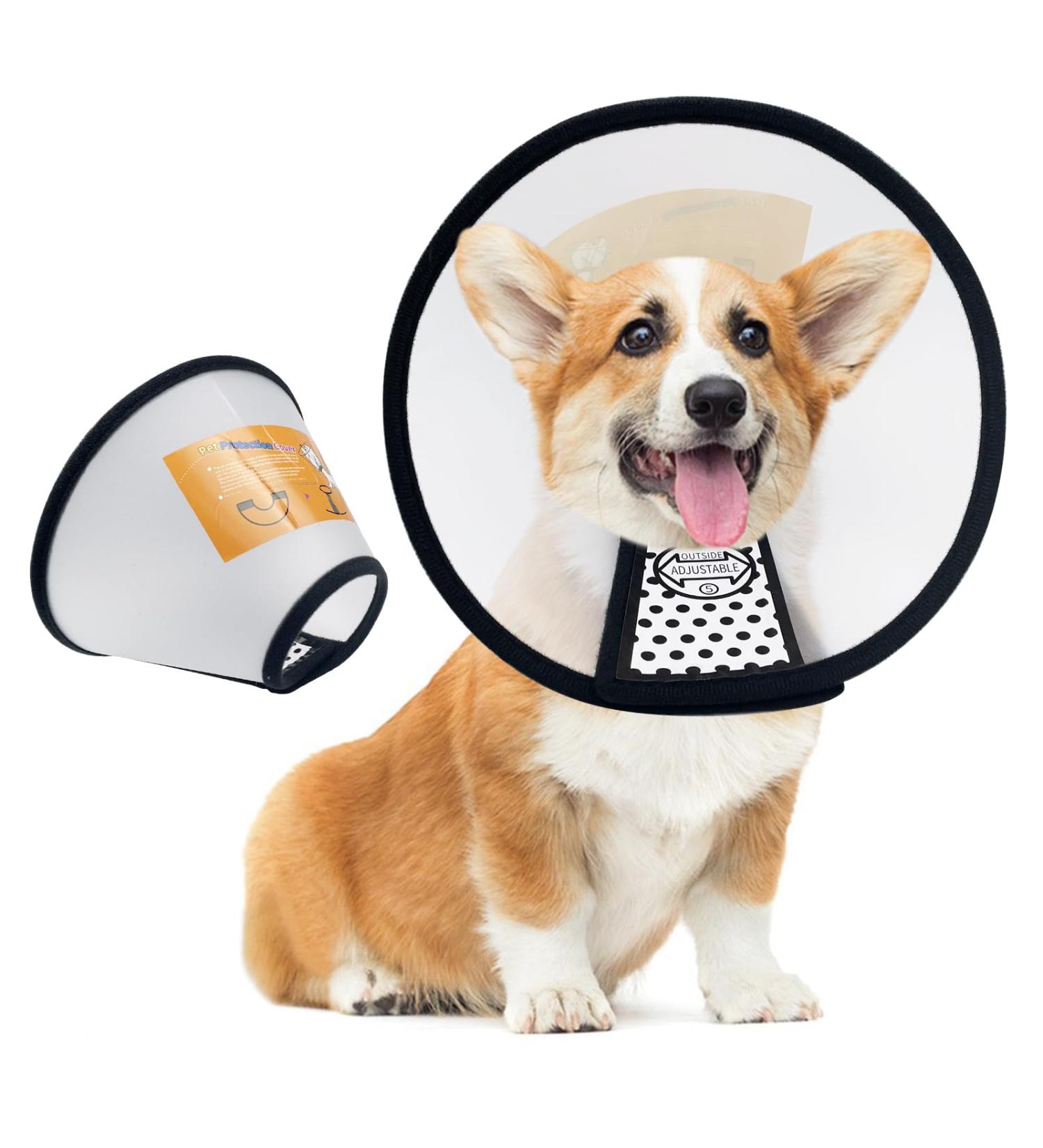 Mesybveo Adjustable Dog Collar & Cat Cone - 2 Piece Break for Dogs Lightweight Comfort Pet Funnel (18-27cm) - Buy Online on SooperMarket.com
