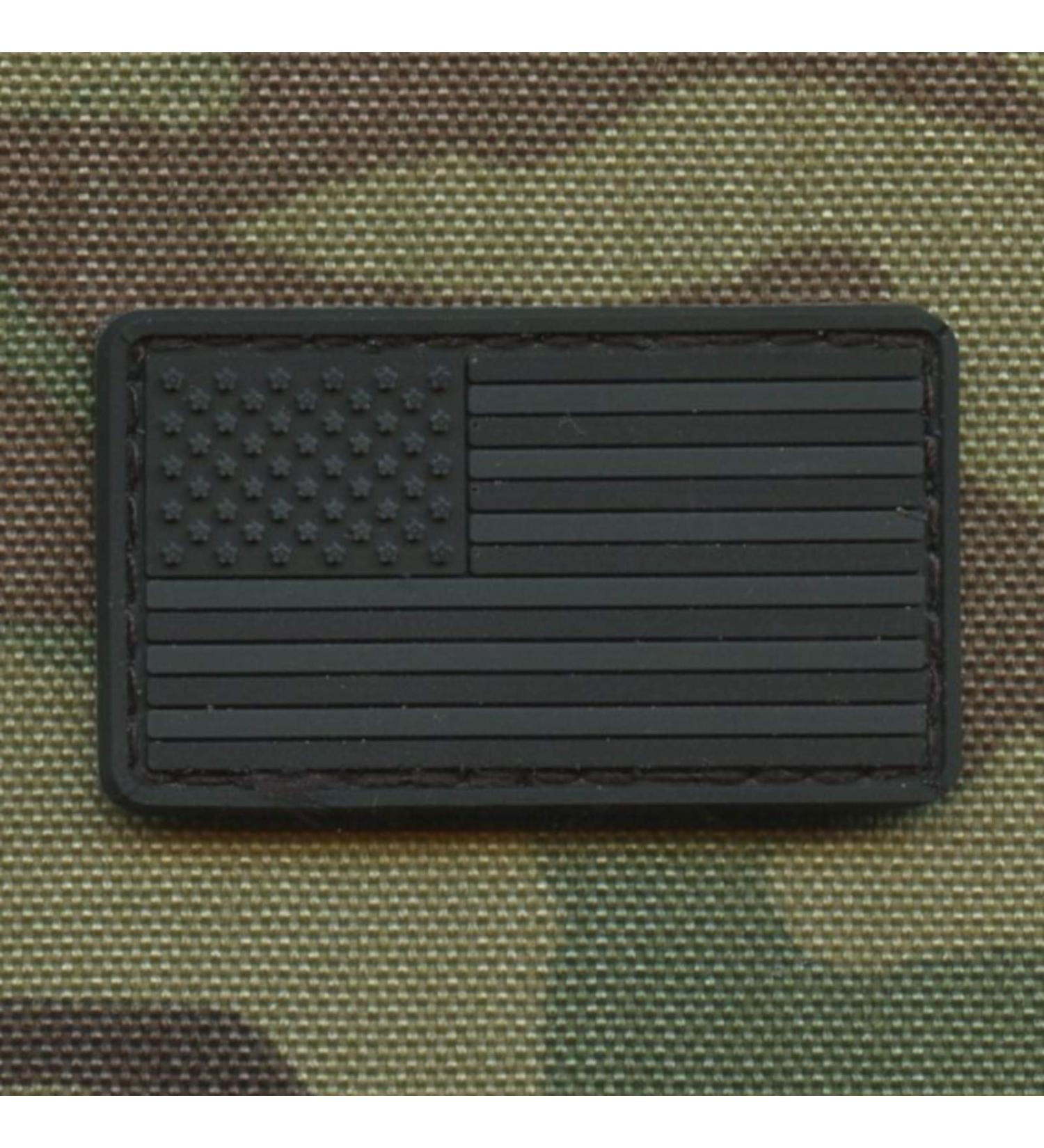 Blackout Mini Small 1x1.75 USA America Flag Subdued Tactical Morale PVC Rubber Touch Fastener