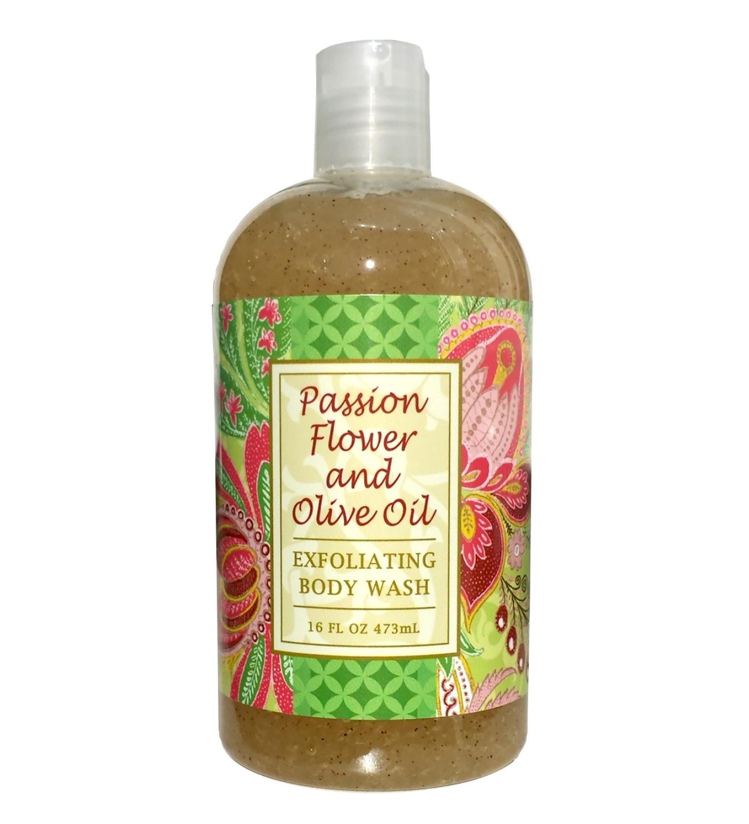 Greenwich Bay PASSION FLOWER OLIVE OIL Exfoliating Body Wash Enriched with Shea Butter Blended with Loofah and Apricot Seed 16 oz