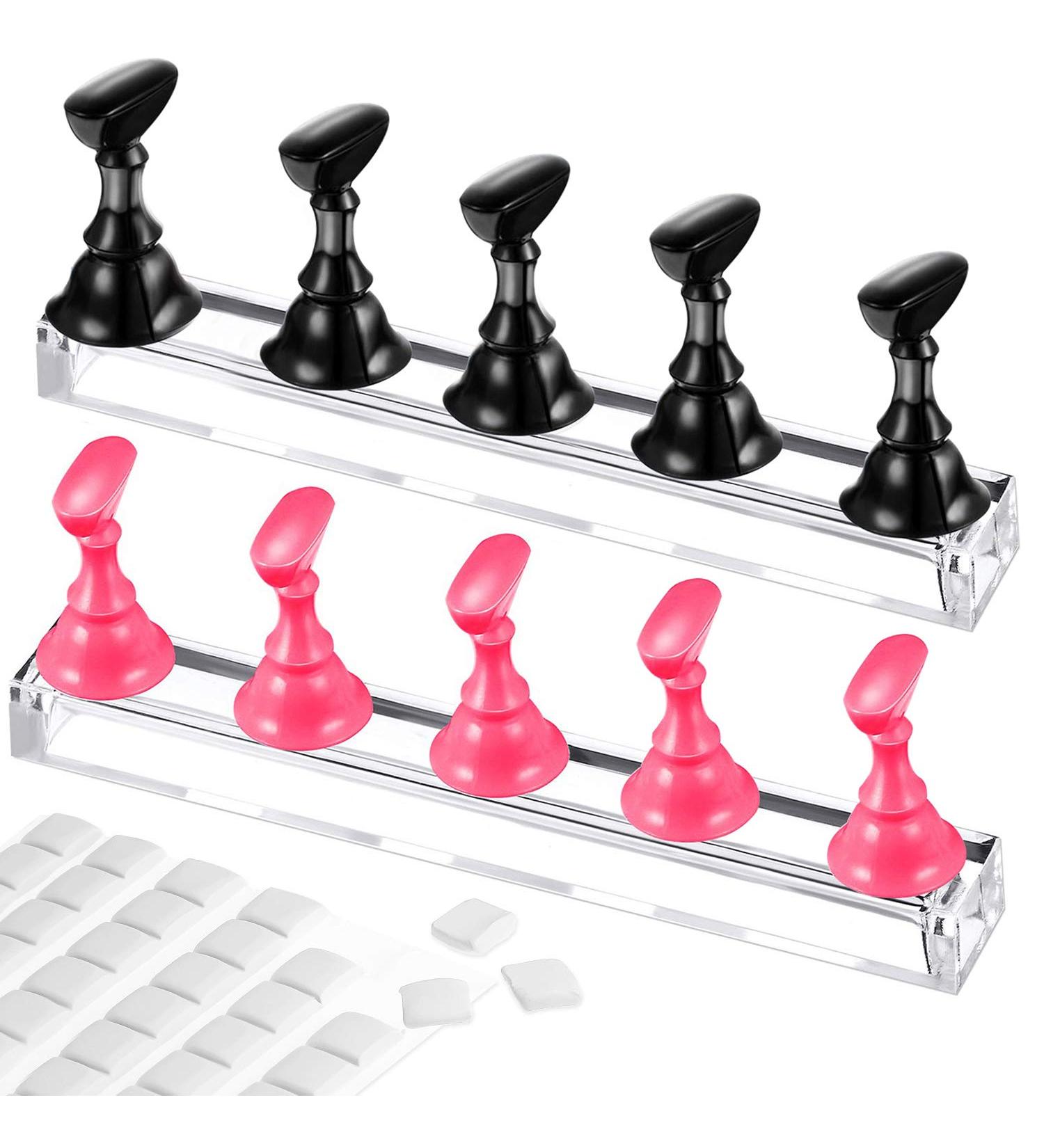 2 Set Acrylic Nail Stand with Putty - Perfect for Nail Art & Press On Tips | Manicure Tool for Home & Salon | Ideal Christmas Gift for DIY Business Women - Buy Online on SooperMarket.com