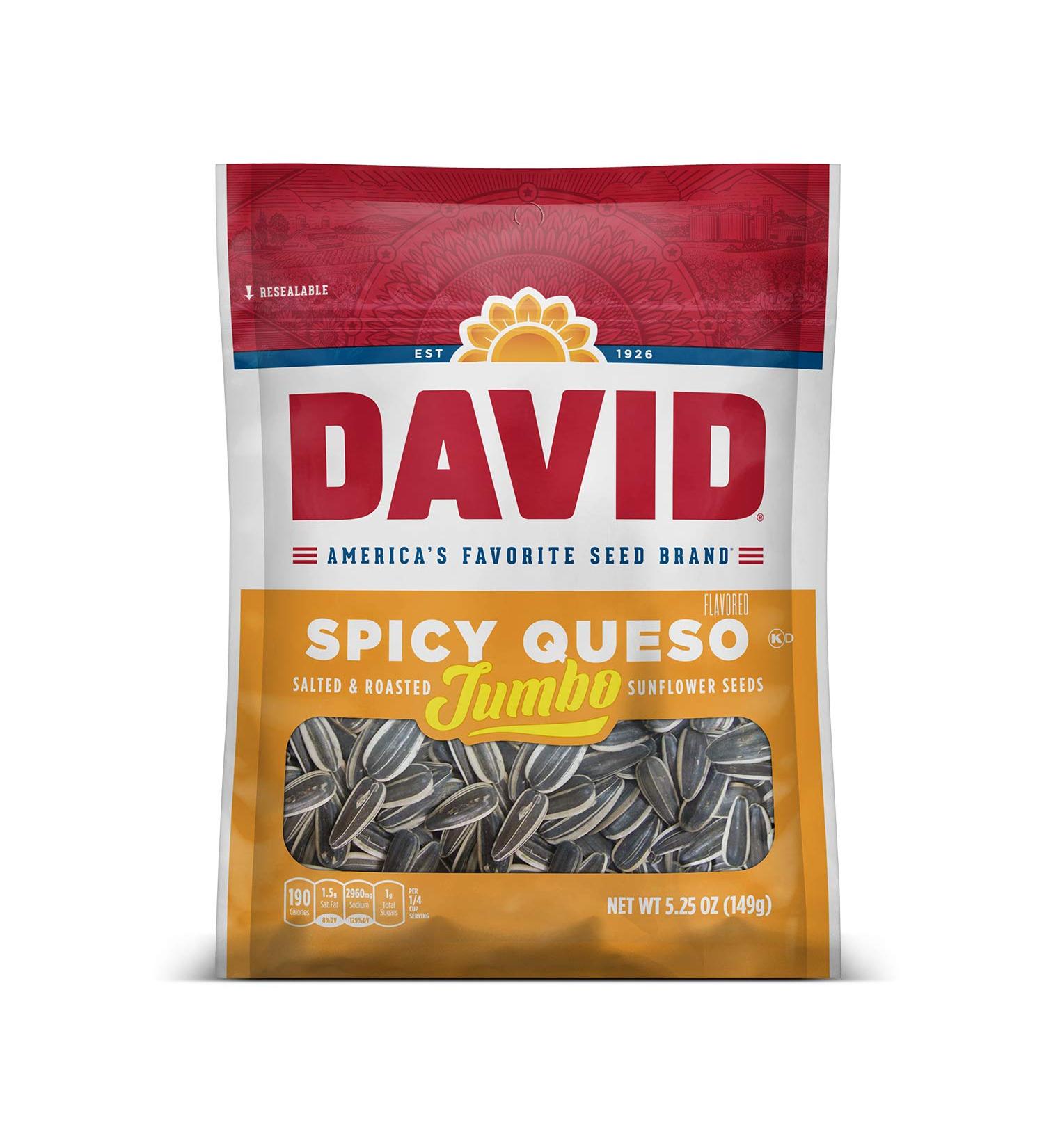 DAVID Seeds Jumbo Sunflower Javier Baez Spicy Queso Limited Edition 5.25 oz - Pack of 1 - Buy Online on SooperMarket.com