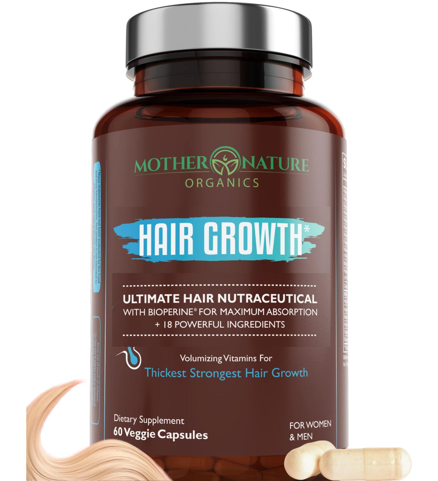 Women's Hair Growth Supplement with Collagen, Keratin & Biotin - 60 Capsules for Thicker, Fuller Hair & Faster Regrowth - Vegan & Non-GMO - 1 Month Supply - Buy Online on SooperMarket.com