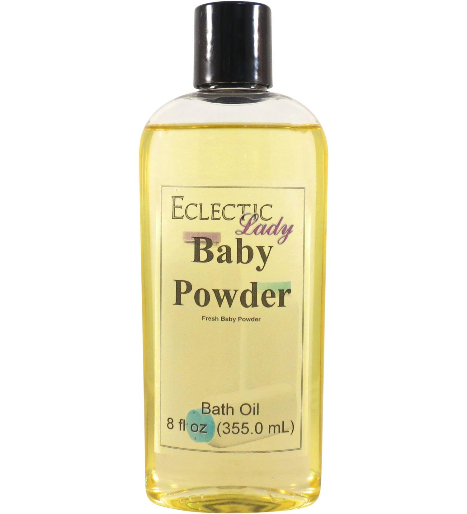 Baby Powder Bath Oil by Eclectic Lady | Scented & Moisturizing Bath Oil for Sensitive Skin | Relaxing Fragrance Body Oil (8 oz) - Nourishing Daily Shower Oil - Buy Online on SooperMarket.com