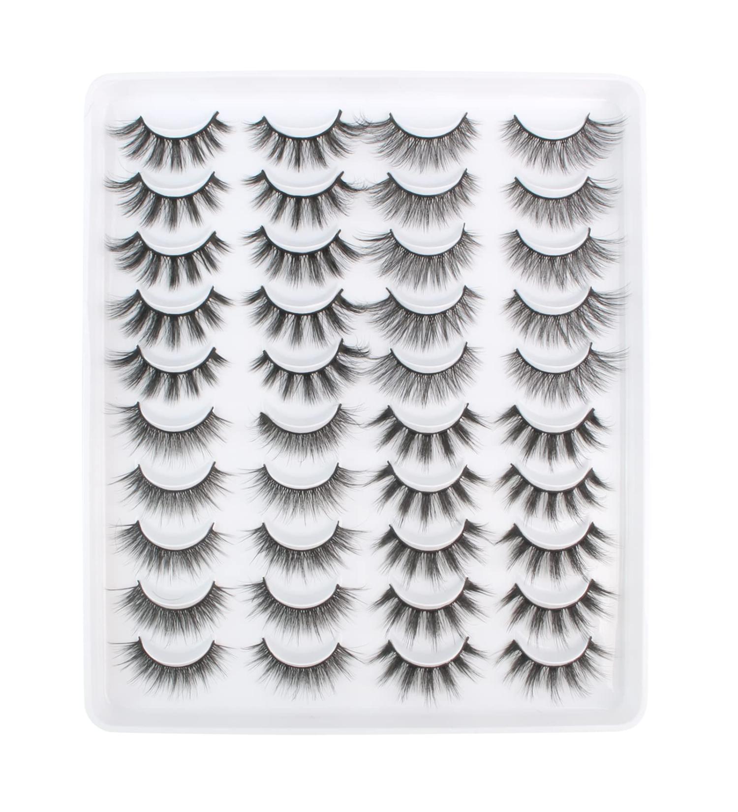 Parriparri 20 Pairs Natural Look Wispy Eye Lashes - 4 Styles, Soft Faux Mink Volume Lashes, Easy to Apply - Fluffy 3D Mink Lashes - Buy Online on SooperMarket.com