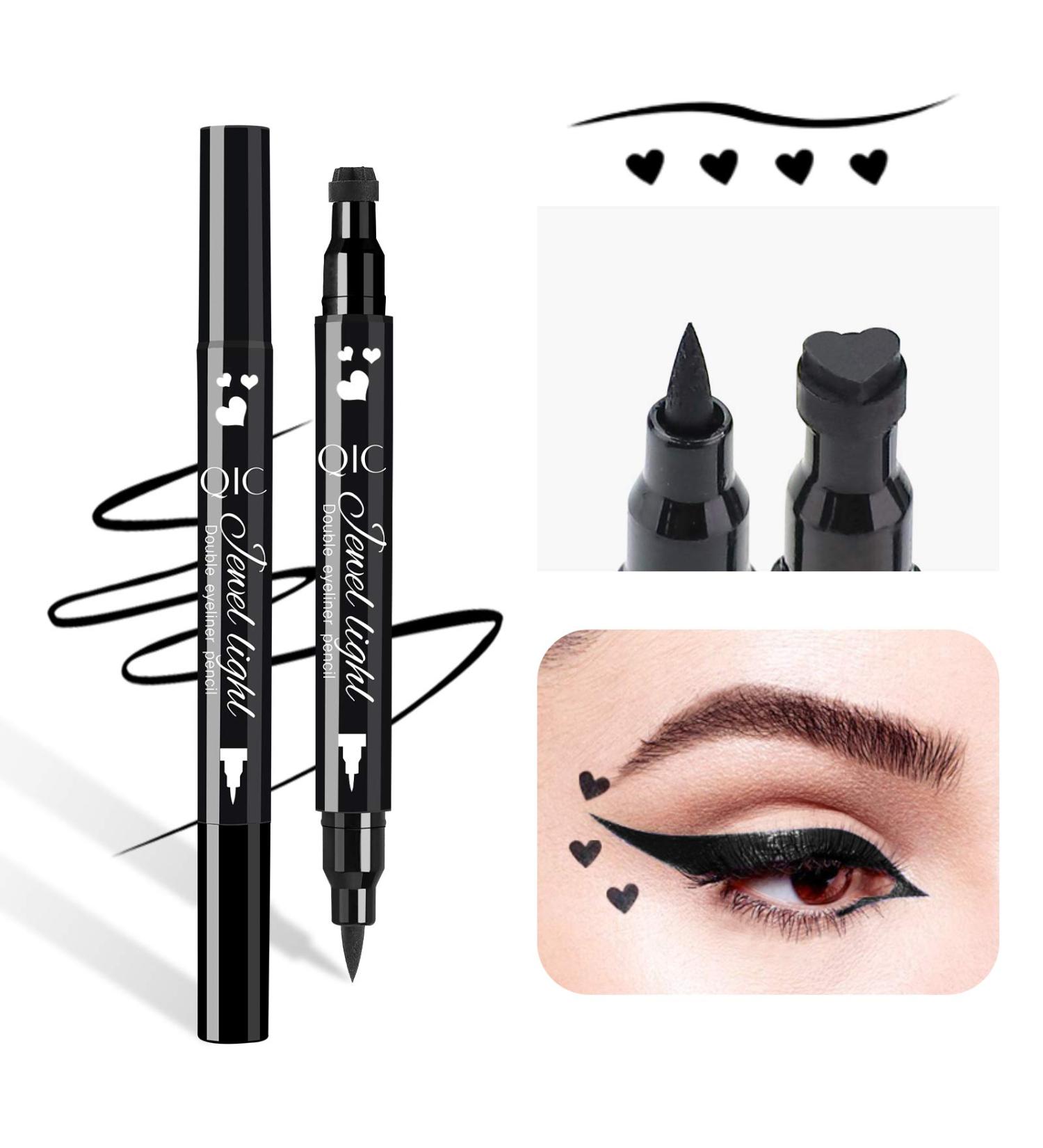 Dual Ended Waterproof Heart Stamp Eyeliner Pen | Long Lasting & Smudge Proof Eyeliner Makeup Tool - Buy Online on SooperMarket.com