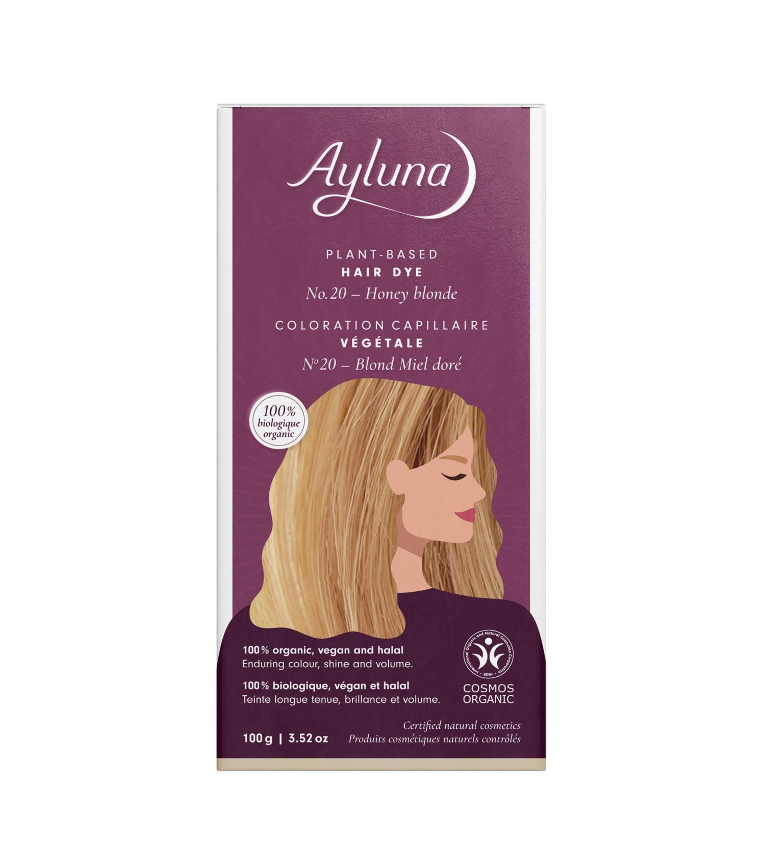 Ayluna Plant Hair Color 20 Honey Blonde - Vegan Ammonia-Free 100% Gray Coverage with Henna & Botanicals | 100g Pack - Buy Online on SooperMarket.com