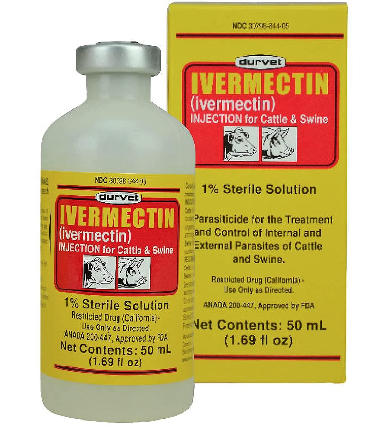 Durvet Ivermectin Injectable 50 mL - Powerful Parasite Control in Livestock | 50ML - Buy Online on SooperMarket.com